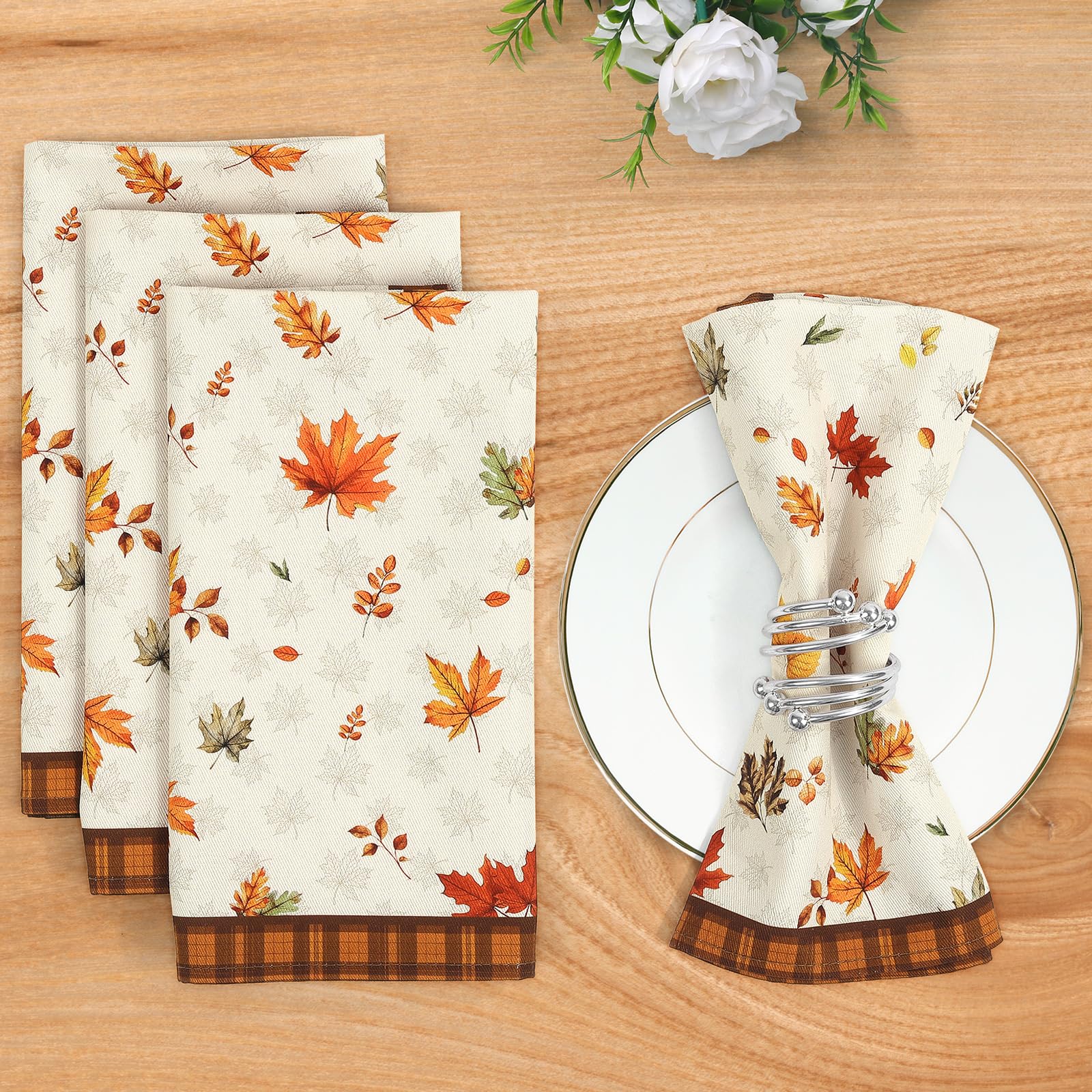 Set di 10 tovaglioli di garza e crepe, confezione in tessuto di puro cotone, 40x40 cm, decorazioni per matrimoni, uso quotidiano, asciugamani da tè, tavolo, villaggio  15