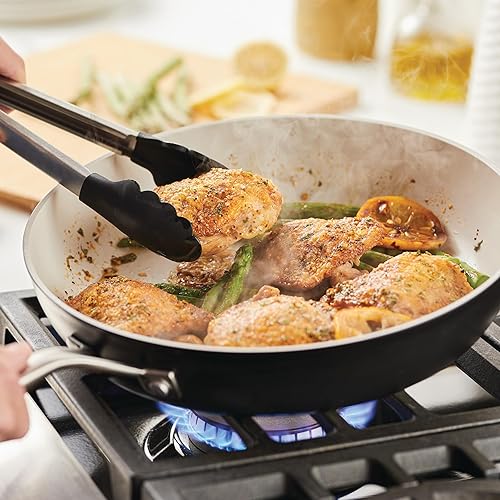 Miniatura 9 de KitchenAid Sarténsartén antiadherente de cerámica anodizada dura, 12.25 pulgadas, negro mate