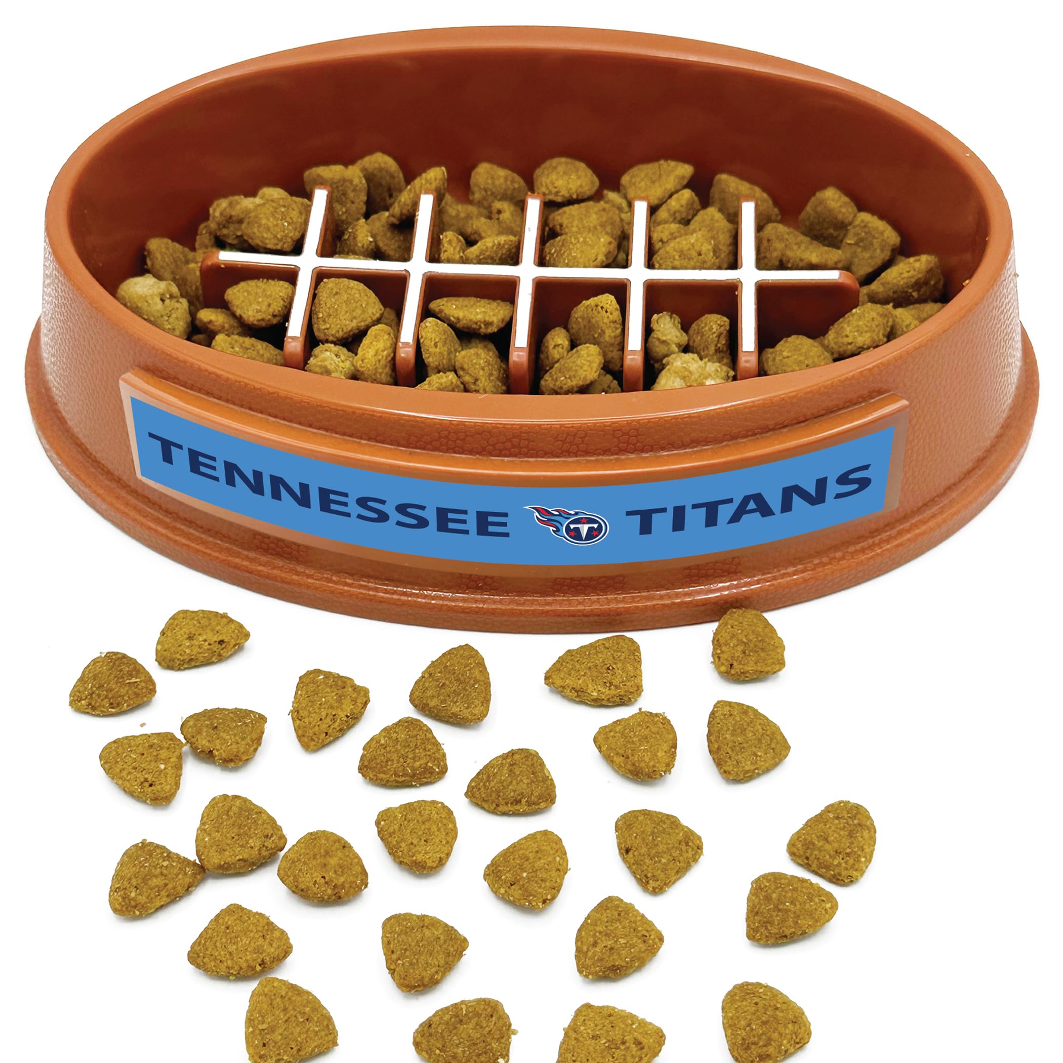 NFL Super-Bowl Tennessee Titans Slow Feeder Dog &amp; Cat Bowl. Football Design for Healthy Digestion. Non-Slip for Large &amp; Small Pets