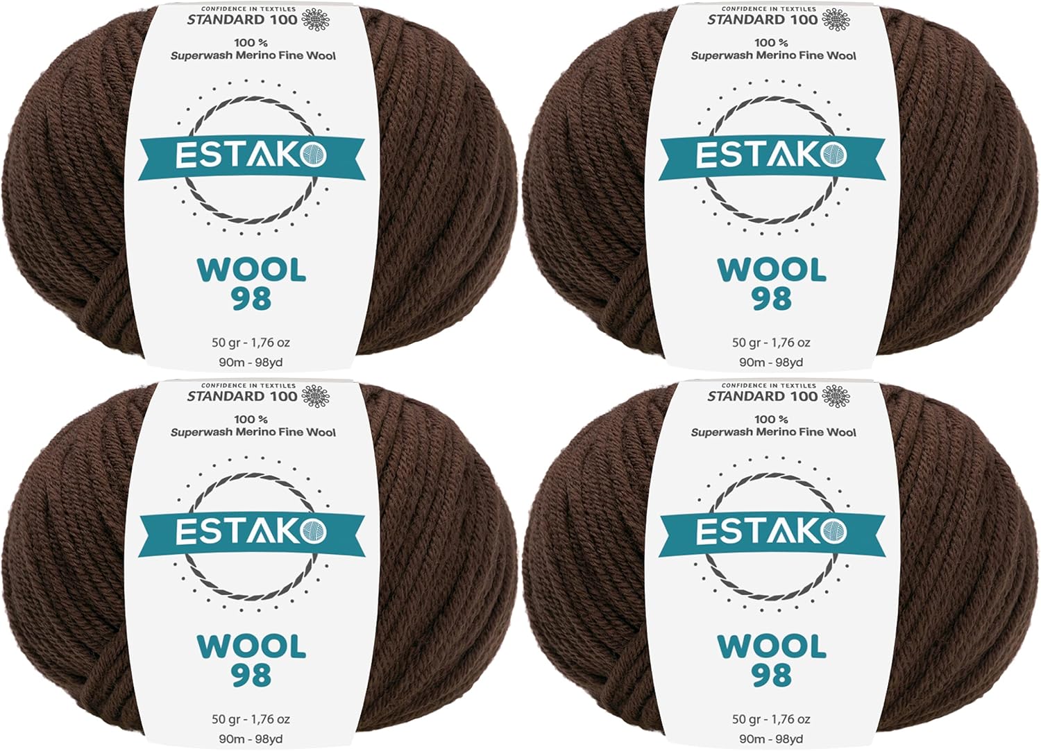 Estako Wool 98 100% Superwash Merino Wool Medium Worsted Weight Soft Knitting and Crochet Yarn 1.76 oz (50gr) 98 yds (90 m) (6147 - Off White)