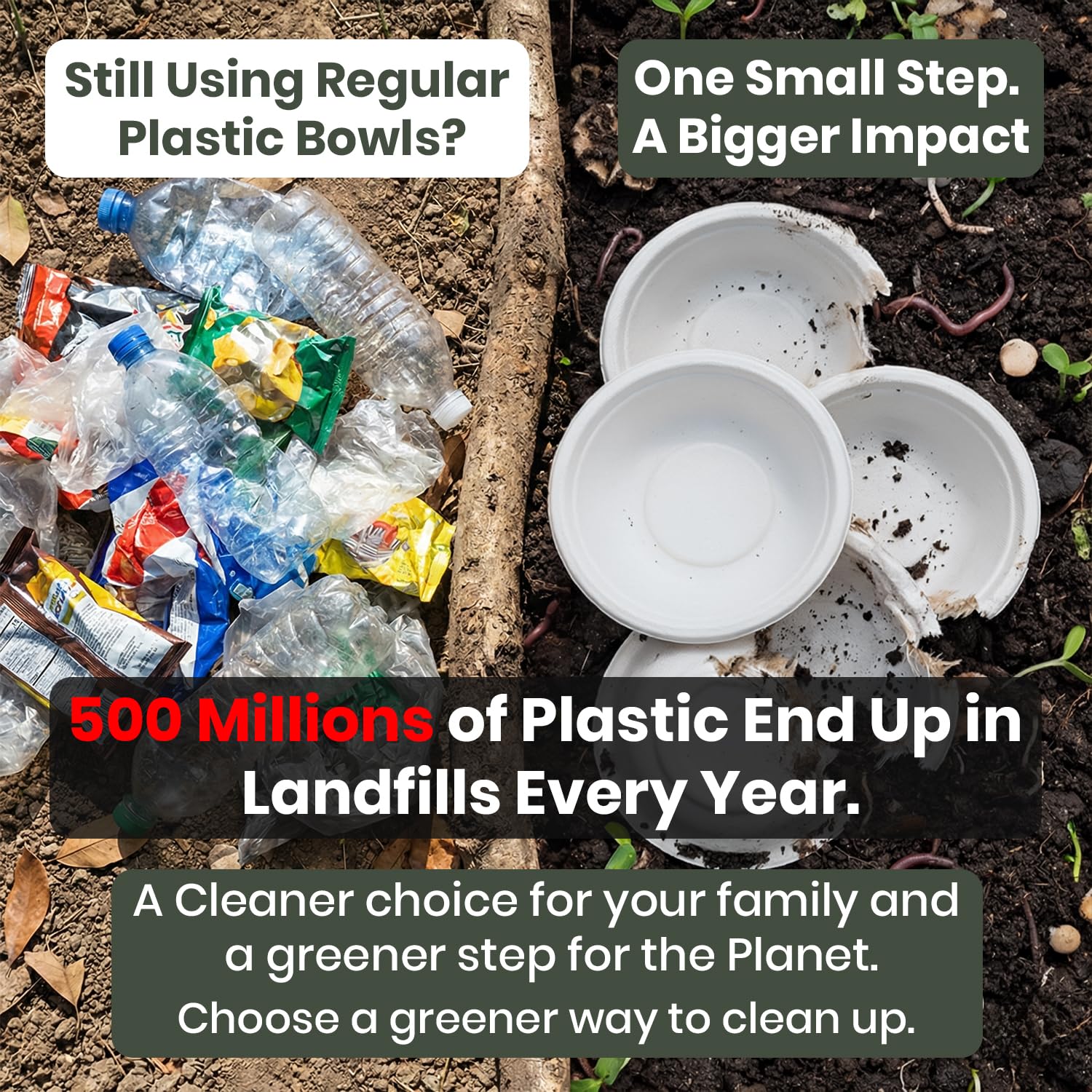 Paquete de 200 cuencos de papel desechables de 12 onzas, compostables de alta resistencia, ecológicos, cuencos de bagazo para sopa, ensalada, postre y más