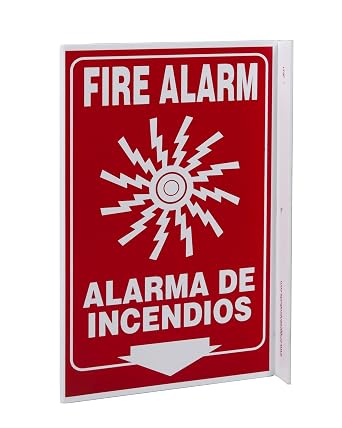 Zing Green Products 2631 Recycled Plastic "Fire Alarm" Safety L Sign, Bilingual, 11" Length, 8" Width, 2.5" Height