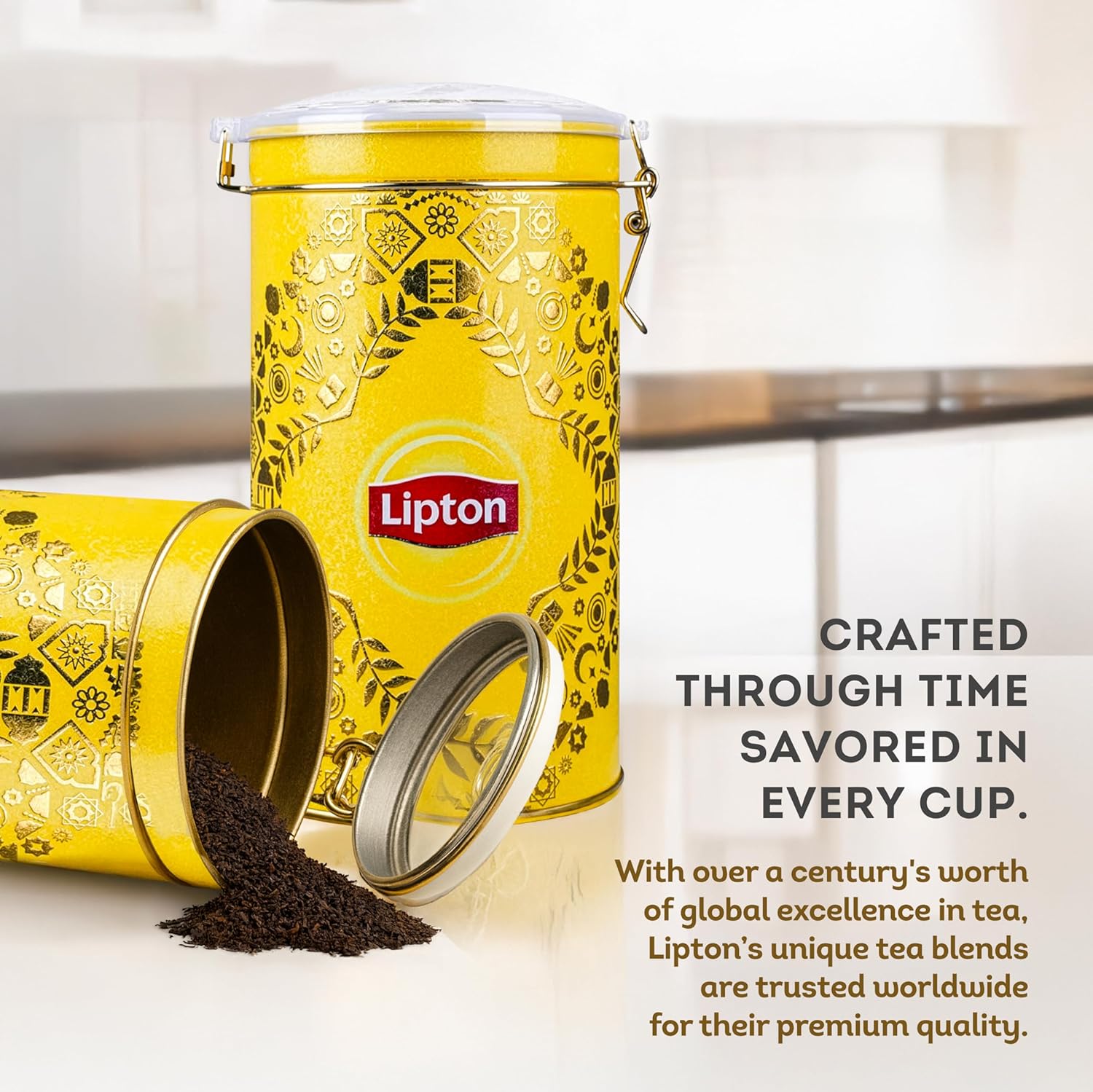 Lipton Yellow Label International Blend | Gift Jar | Loose Black Tea | Bold & Rich Flavor | For Tea Lovers | Jar of Joy | 430g