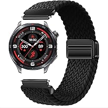 GIOPUEY Strap Compatible with OnePlus Watch 3, Braided Nylon Strap, Unisex, Elastic Replacement Strap, Black