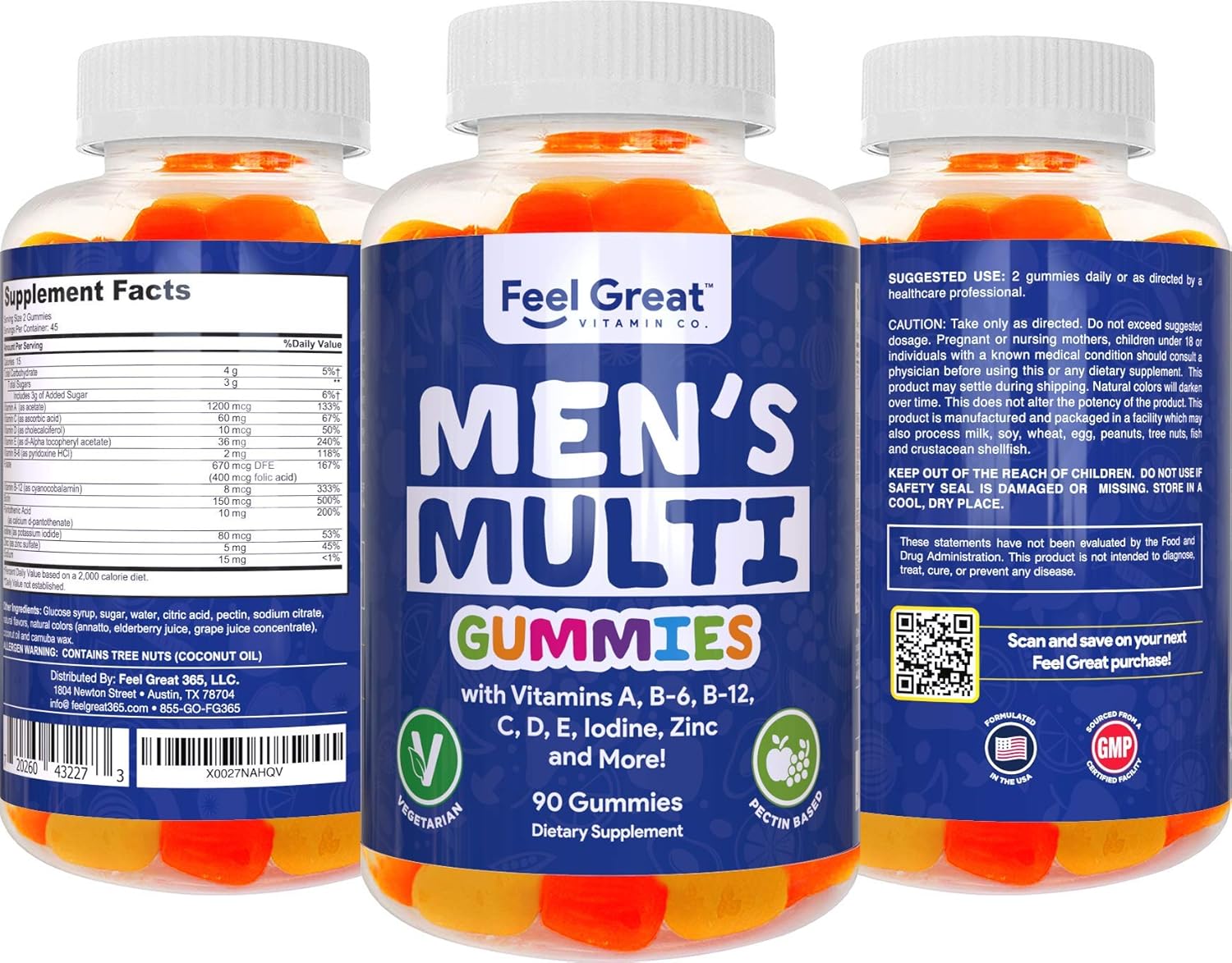 Buy Feel Great Vitamin Co. Men's Multivitamin Gummies, Packed with