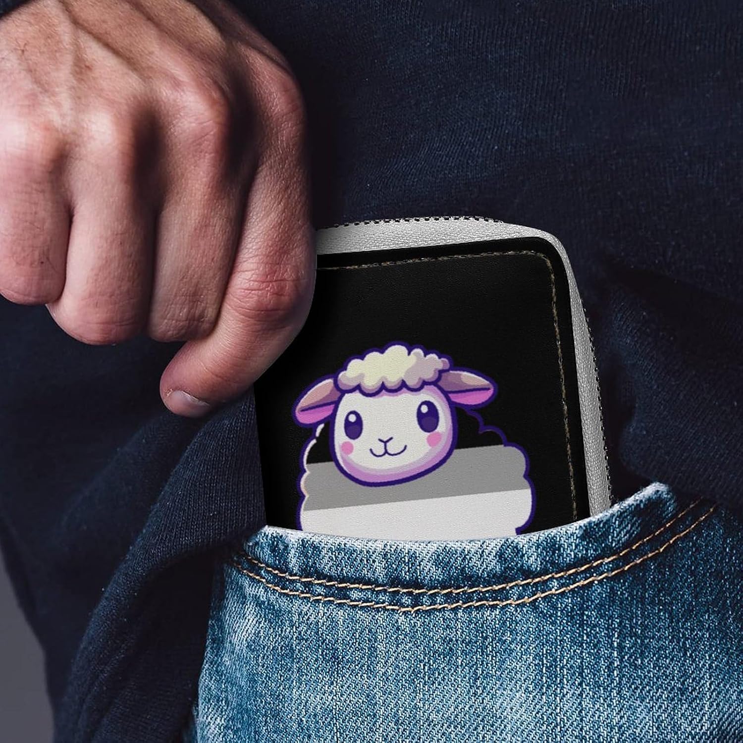 Asexual Flag Sheep Small Business Credit Card Holder Wallet with 20 Card Slots Case Coin Purse Pouch