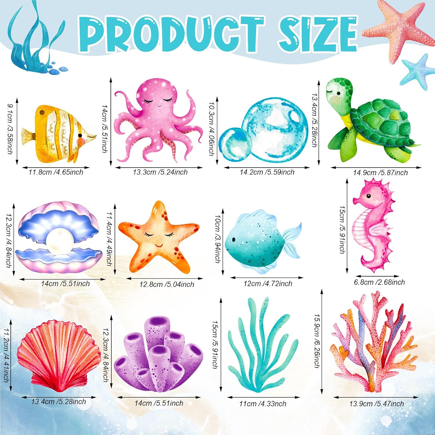 Colarr 54 Pcs Under the Sea Swirls Decorations Tropical Fish Animals Hanging Banner Ocean Garlands Turtle Ceiling Streamers for Summer Birthday Wedding Baby Shower Supplies Party Decor