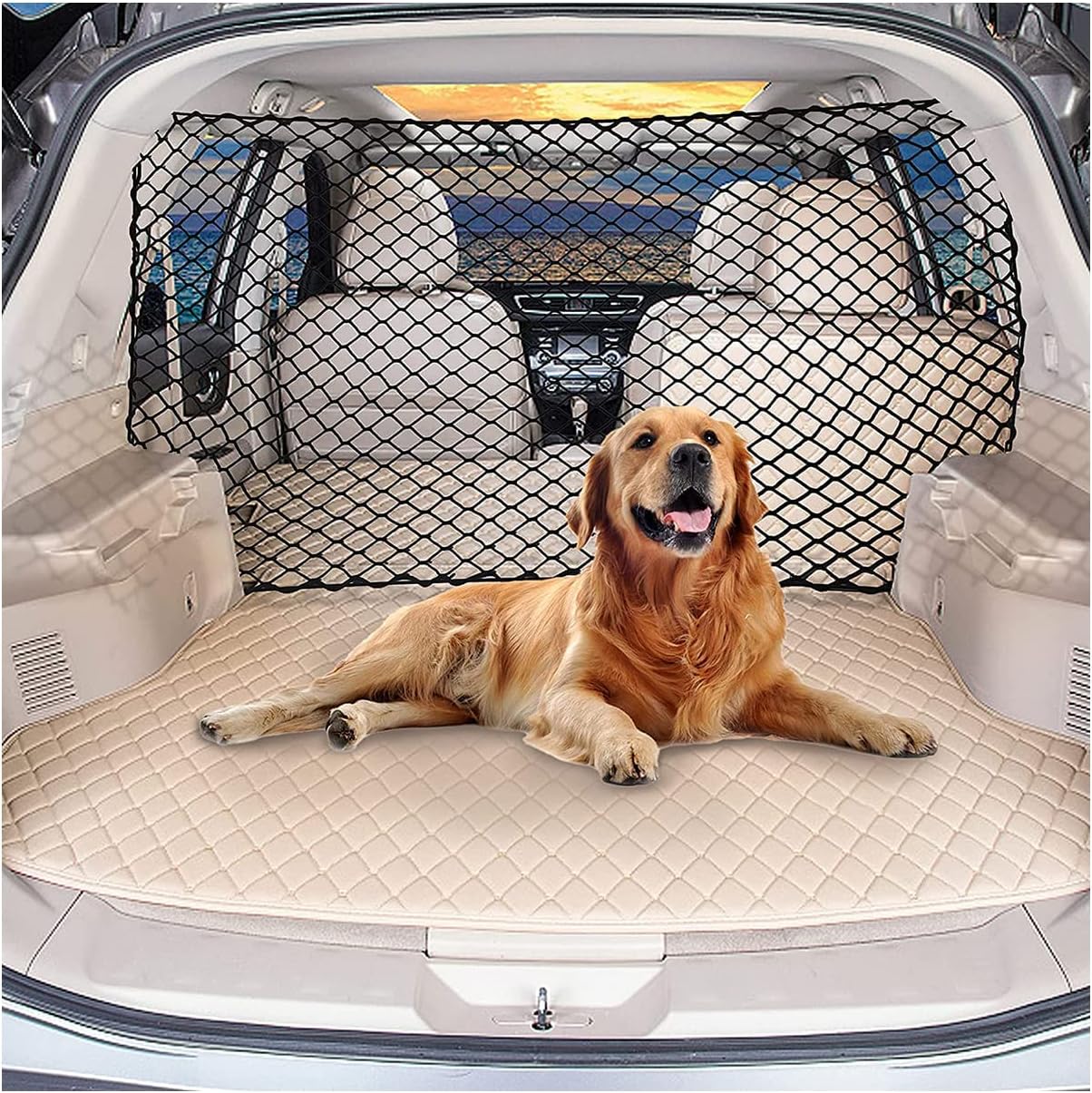 ZODIFEVI Car pet Supplies LPY-Pet Net Vehicle Safety Mesh Dog Barrier SUV/Car/Truck/Van - Fits Behind Front Seats, Black, 1 Count (Pack of 1) (b1)