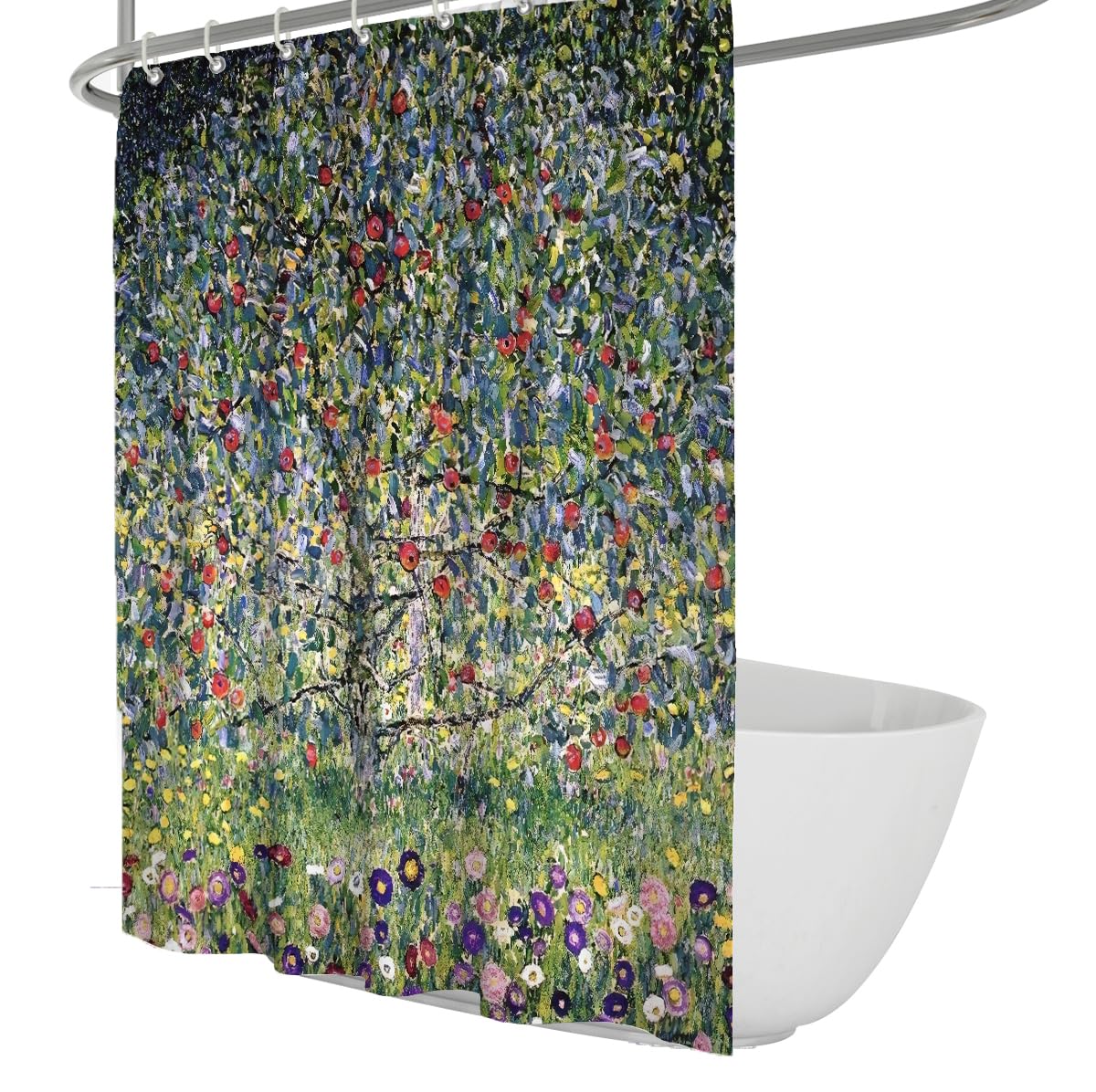 OLLIAR Home Abstract Woodland Shower Curtain with Hooks Whimsical Botanical Boho Bathroom Decor Modern Colorful Waterproof Bathtub Curtains 240x180