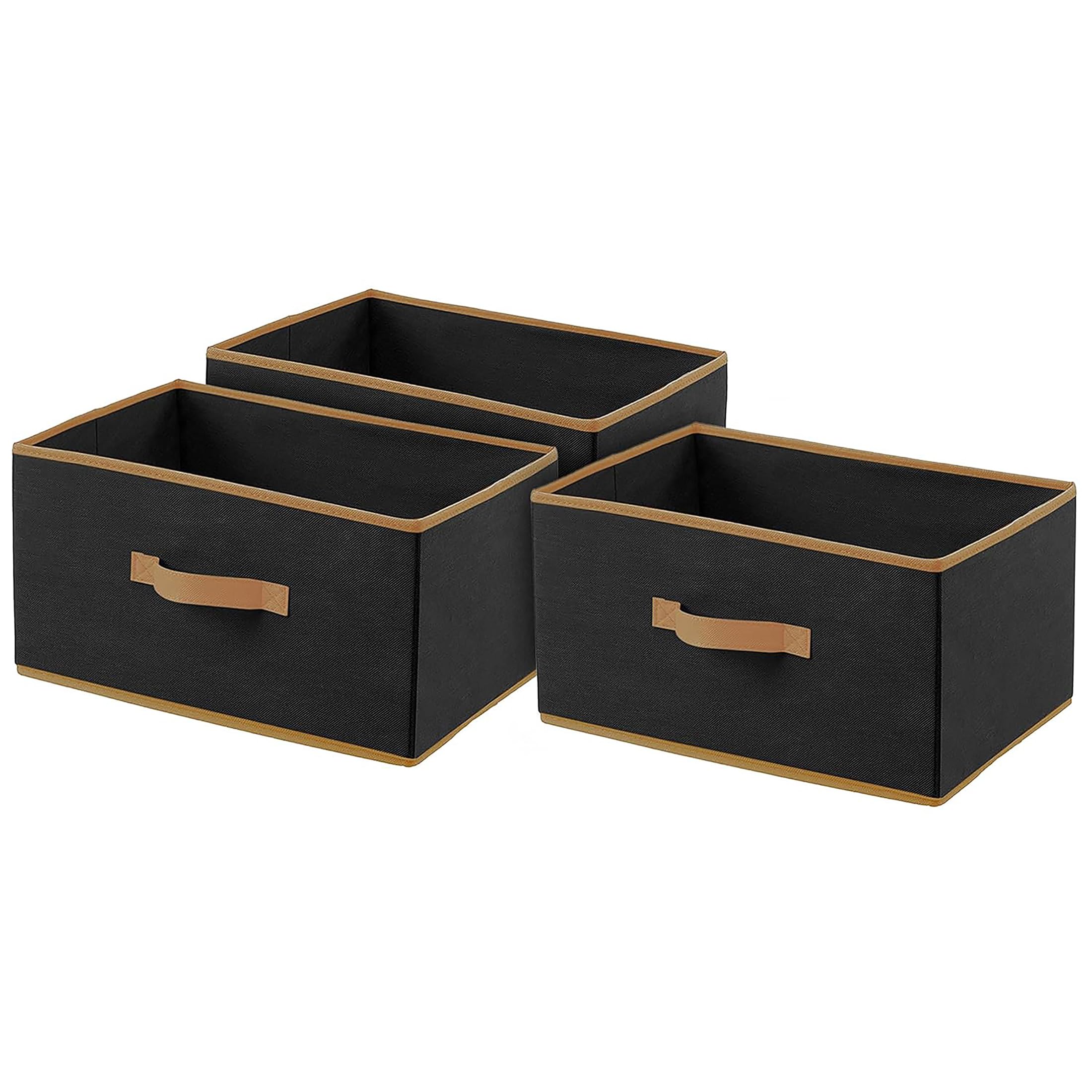 Kuber Industries Foldable Storage Box for Kids' Toys and Clothes - Pack of 3 (Black, Non-Woven), 40x29x23 cm