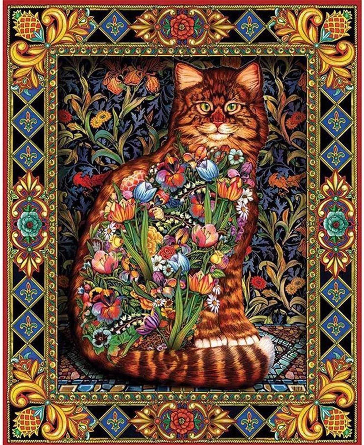Artoree DIY 5D Diamond Painting by Number Kit for Adult, Full Drill Diamond Embroidery Kit Home Wall Decor-14x18" Abstract Cat