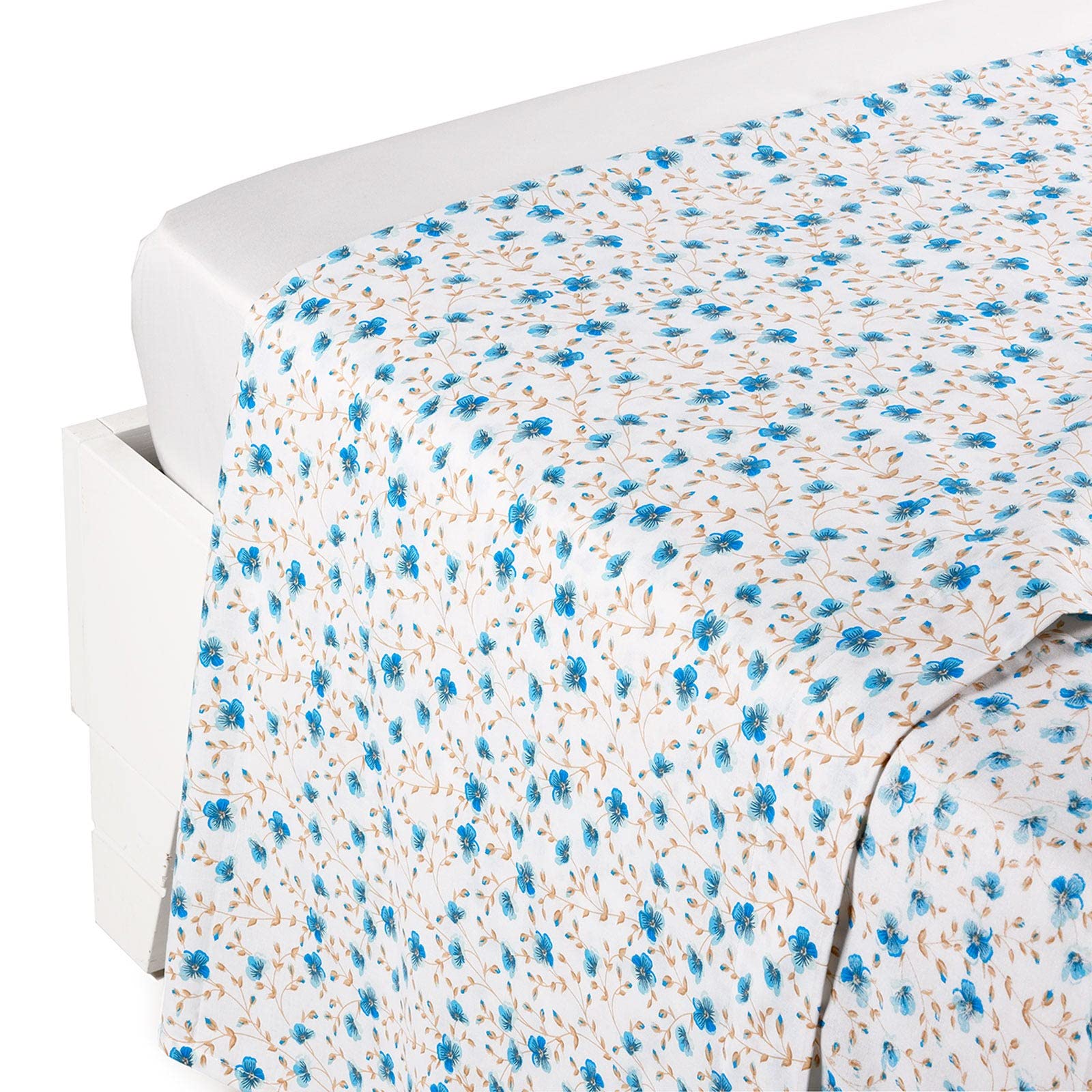 CaleffiFoliage 75668 Cotton Top Sheet, Light Blue, Single Caleffi