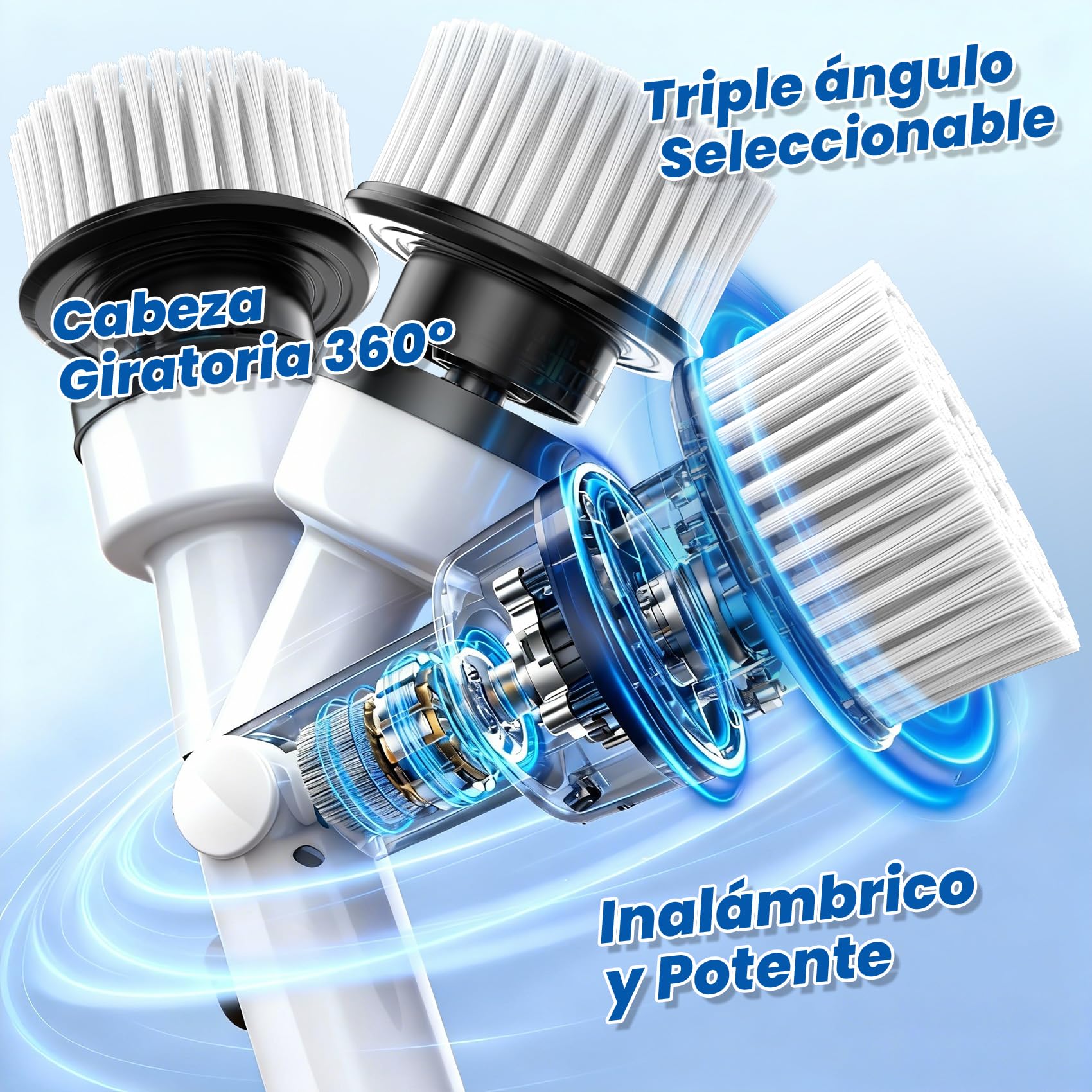 Cepillo Electrico Limpieza Hogar,Cepillo Limpieza Electrico con 8 Cabezales Reemplazables,Spin Scrubber Giratorio Limpieza Potencia,Fregadora Giratoria Eléctrico para Hogar,Baño,Suelos