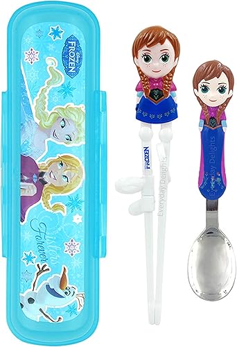 Disney Frozen Princess Anna Niños Cuchara Entrenamiento Palillos Cubertería Vajilla Set con Estuche