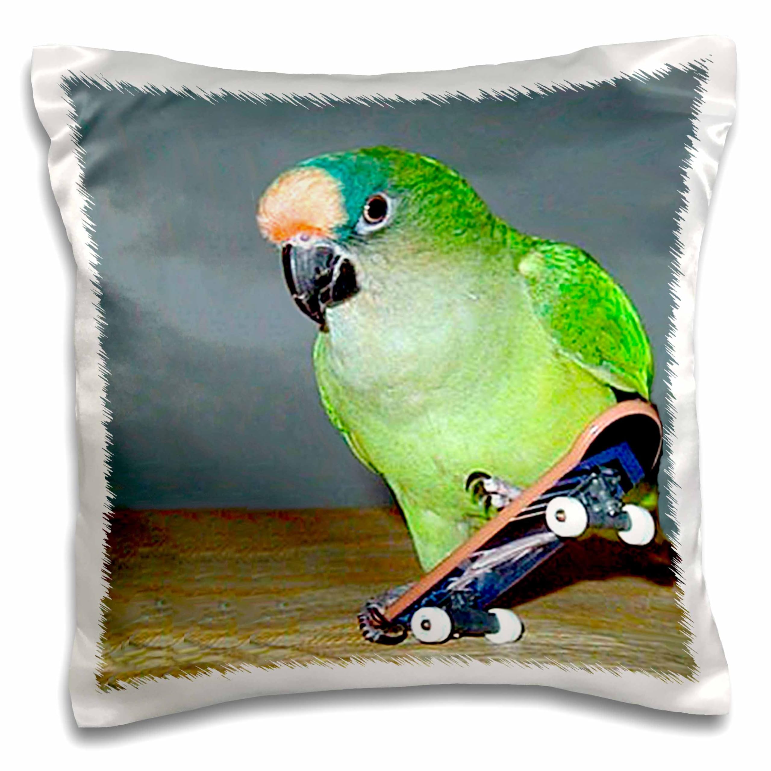 3dRose Birds-Skateboard Conure (pc-805-1) Pillow Case, White