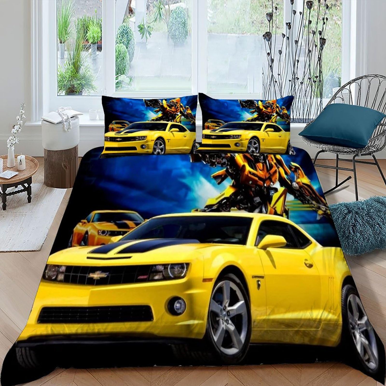 DOXLITVT Transformer Chev Bedding Set Theme Bedspread Sports Theme Duvet Cover Set Microfiber Comforter Cover Universal for All Seasons Pillowcase King（220x240cm）