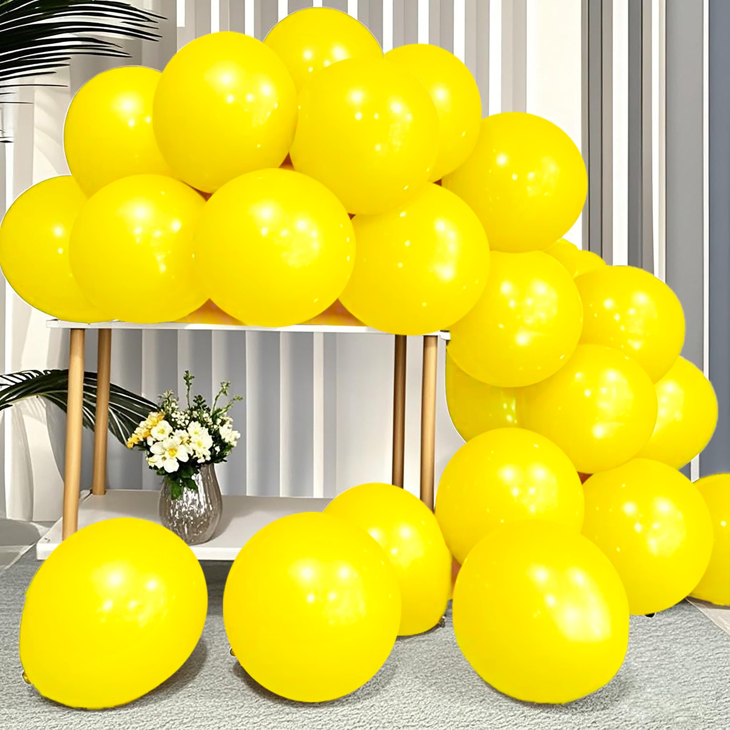 Firomi Yellow Balloons 12-inch 100 Pack Big Helium Round Matte Yellow Latex Balloon for Wedding Birthday Party Baby Shower (with 3 Ribbons)