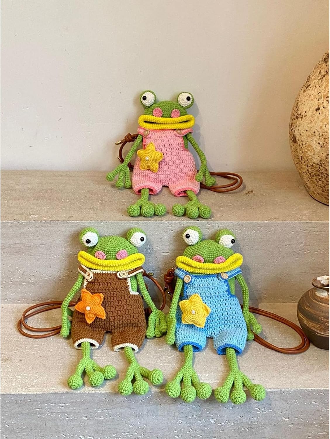 Frog Bag, Crochet Big-Mouth Frog Crossbody Bag with Adjustable Strap Knitted Phone Bags Frogs Purse for Women