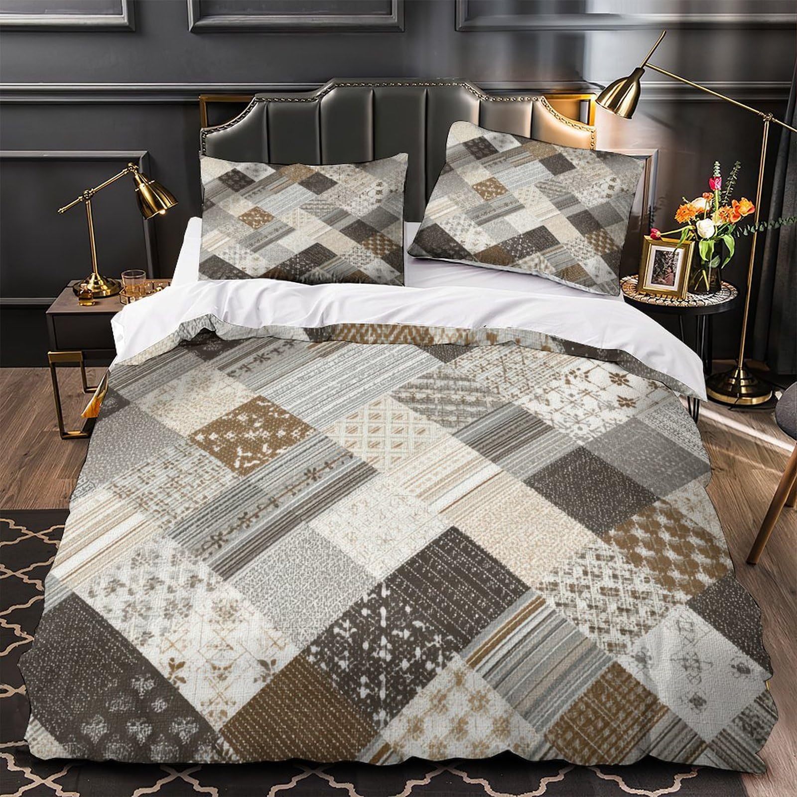 Tissu patchwork 3D imprimé drap de couette microfibre pour lit single