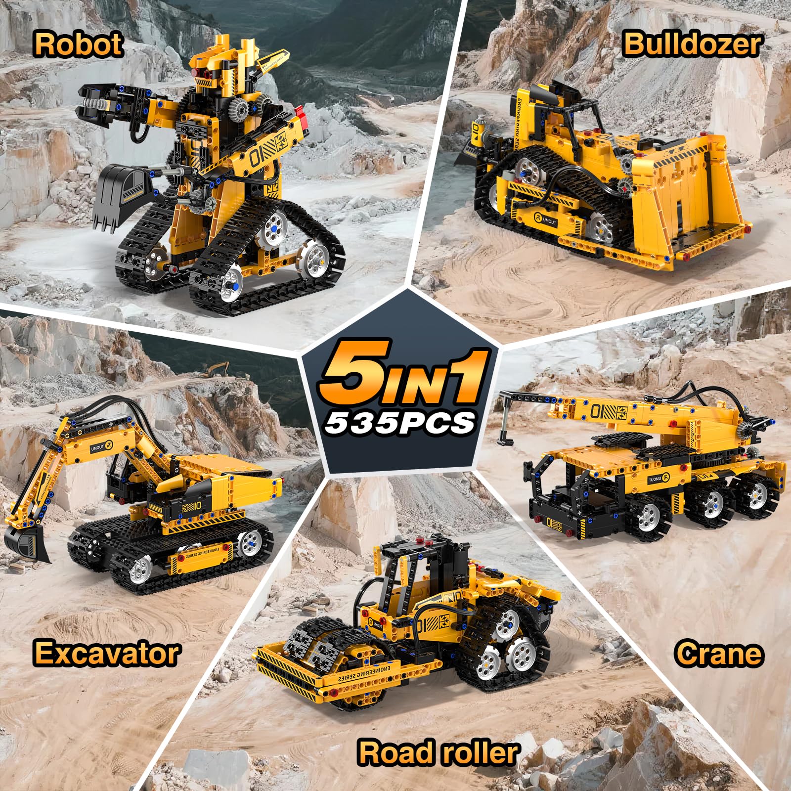 Technic Robot Building Sets, 535PCS 5-IN-1 RC Robot and Car, Remote and App Controlled Building Kit - Image 2