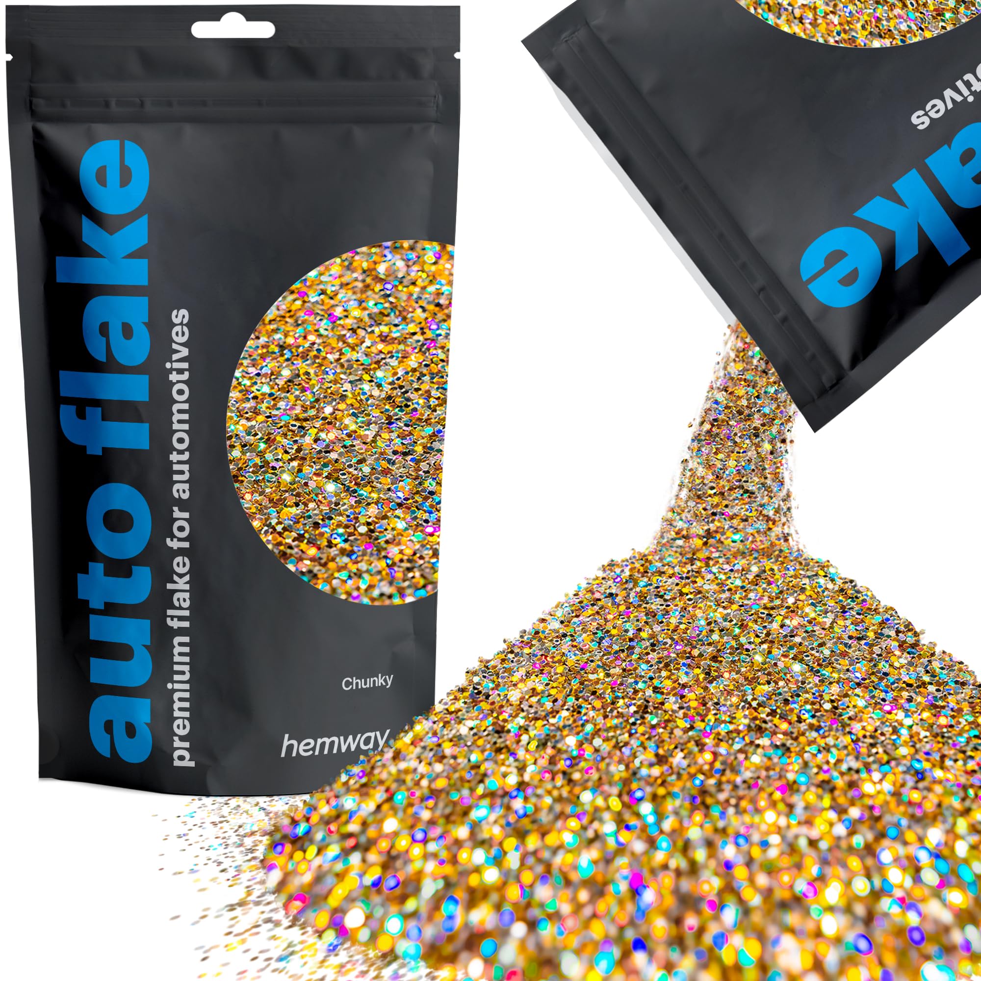 Automotive Metal Flake Glitter 1/40" 0.025" 0.6mm 625 microns Paint Additive Metal Flake 100g for use with Car Bike Van Truck Wagon Automotive Spray and Spray Painting (Gold Silver Holographic)