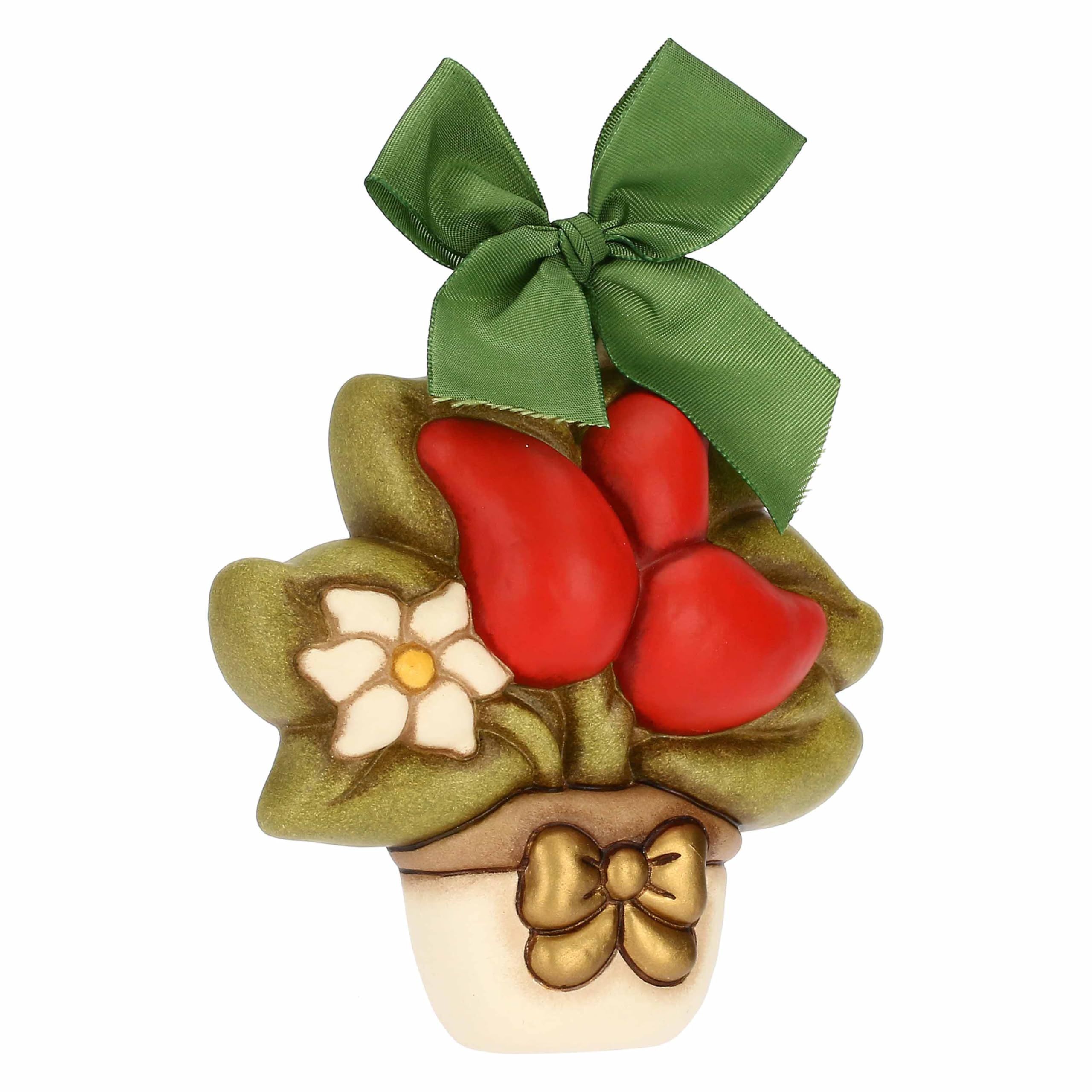 THUN, Formella con Peperoncini in Ceramica Decorata a Mano, Versione Grande, Idea Regalo, 11 x 11 x 3 cm