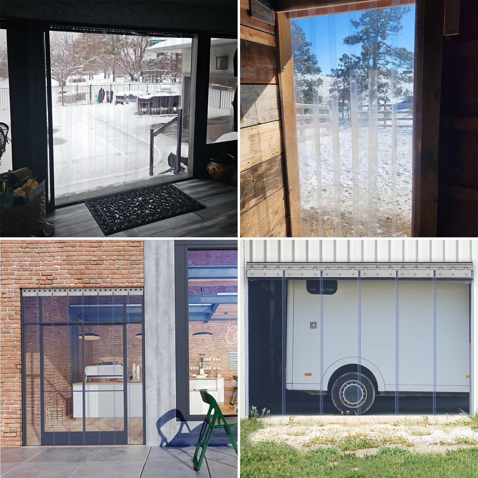 Bandes de rideaux verticales en PVC transparent pour balcon, entrepôt, garage, cour, congélateur et magasin. Lamelles en plastique durable (165 x 200 cm) résistantes aux intempéries et polyvalentes