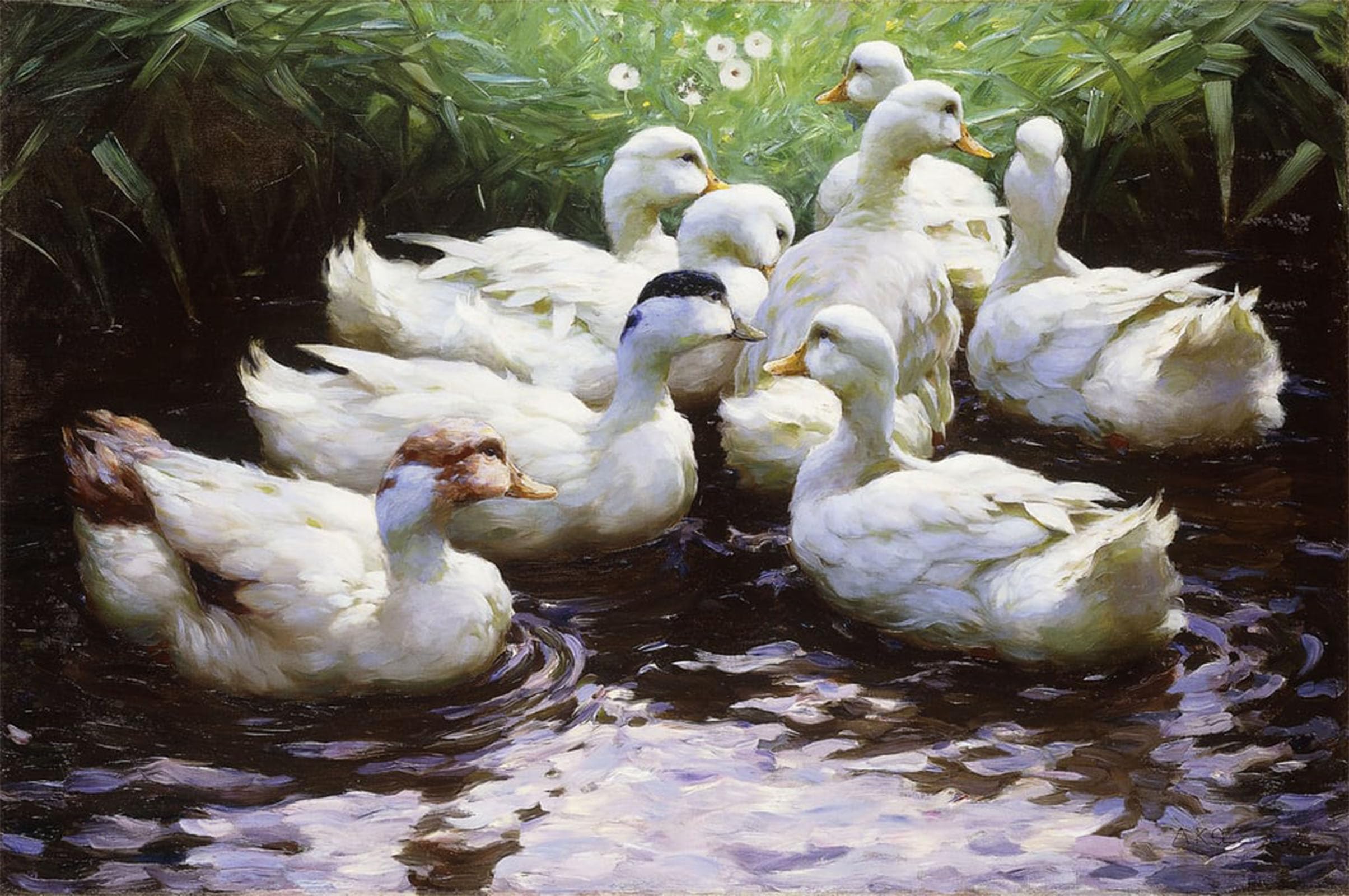 ARTXLXXBN Famous Painting Art Wall Decor Abstract Art Picture Ashore by Alexander Koester Animal Pictures for Home Decor 60x90cm