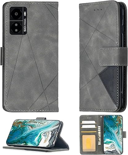 jioeuinly Kalley Black 3 Case Compatible with Kalley Black 3 Phone Case Cover Flip Stand Cover Stitching Style Wallet Case BF05 Grey