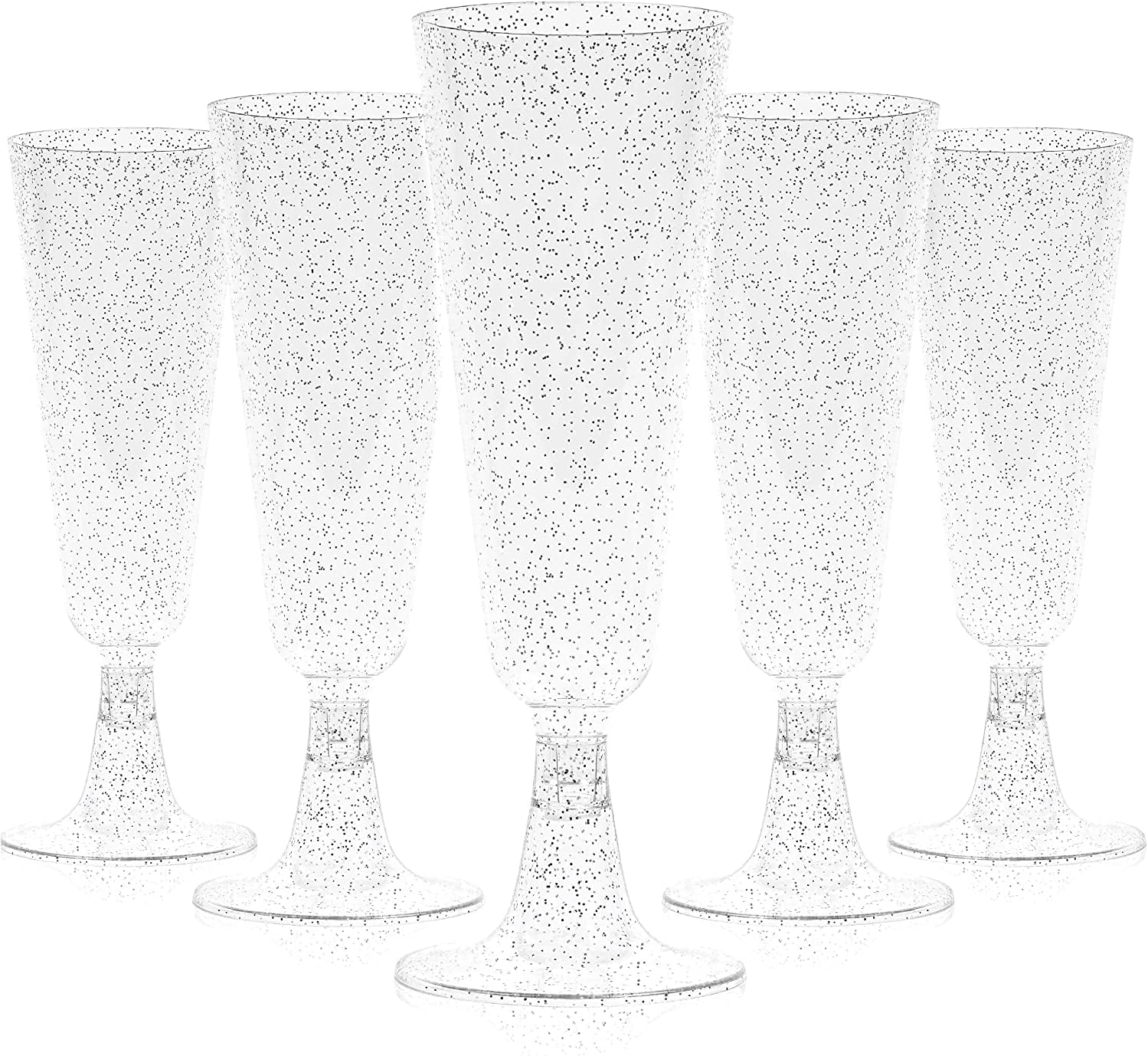 Plastic Champagne Flutes, 36 Pcs Disposable Champagne Glasses, 150ml/5oz Silvery Wine Glasses
