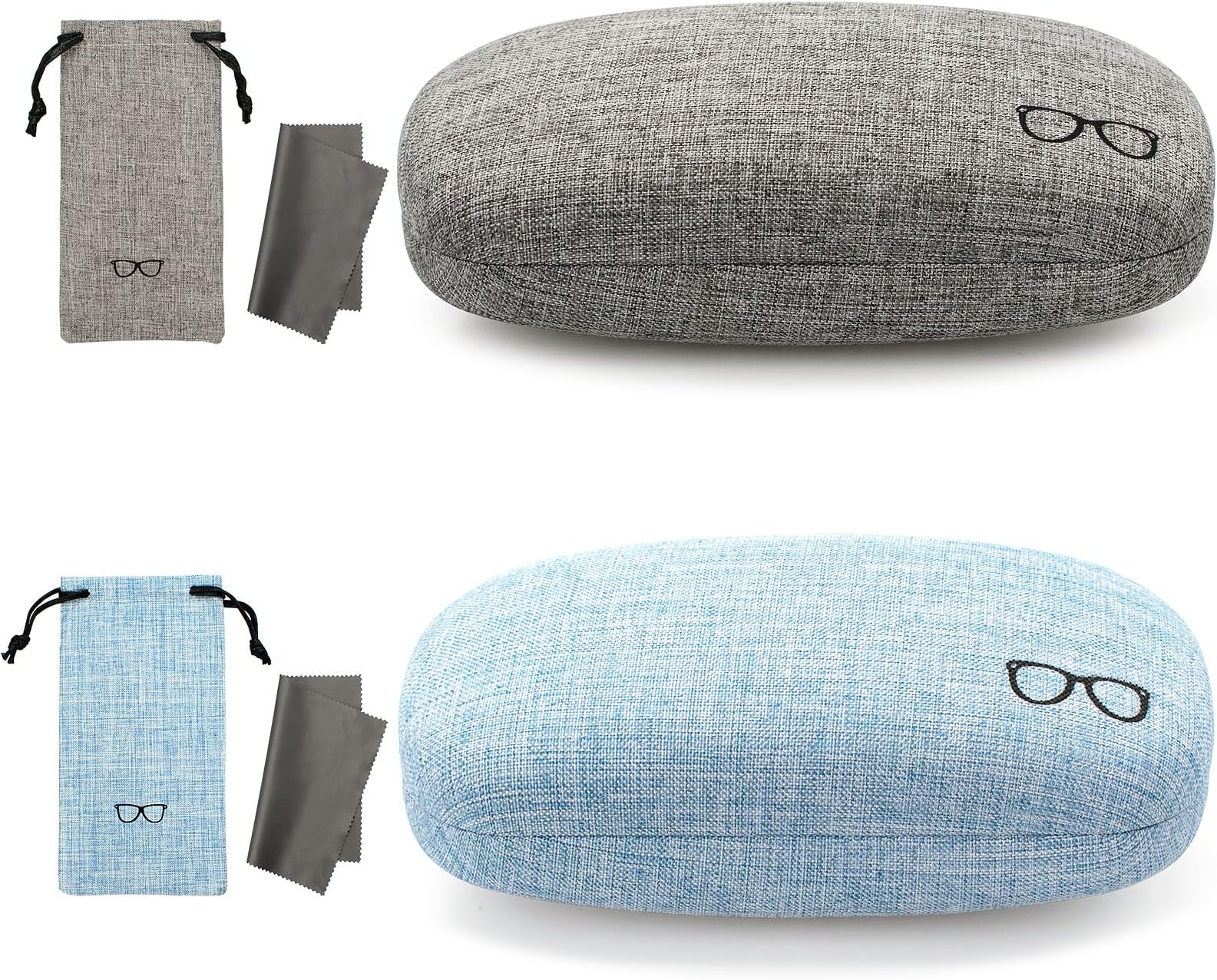 Hard Shell Sunglasses Case, Large Linen Fabric Protective Glasses Case for Men Women, Durable