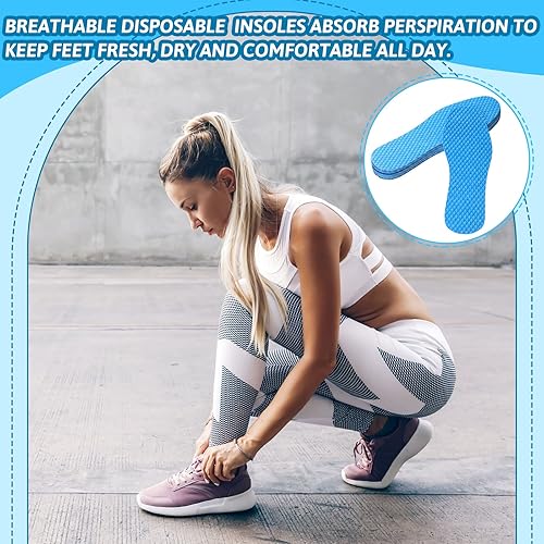 Miniatura 6 de Plantilla azul desechable transpirable para zapatos que absorbe el sudor, plantillas suaves para zapatos, removedor de olores de pulpa de madera,