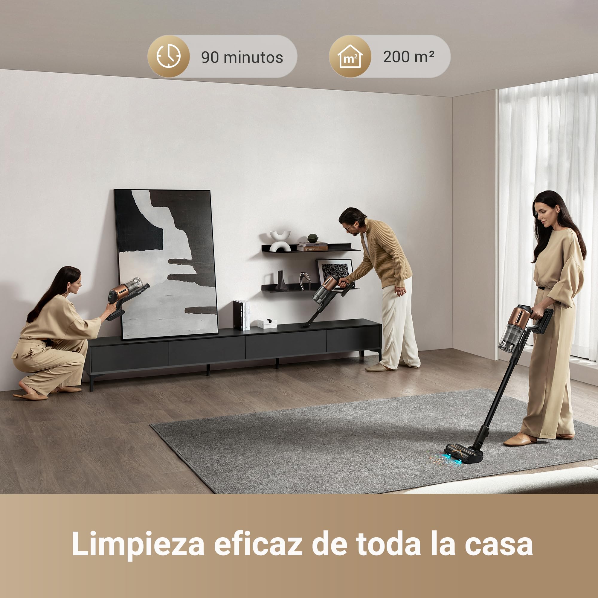 DREAME Z20 Aspiradora Escoba sin Cable, 25000 PA/250 AW Aspiradora sin Cable con Motor de Alta Velocidad, Máximo 90 Minutos, Detección de Suciedad, Filtro HEPA H14, Tecnología de Revelación de Polvo