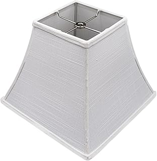Upgradelights White Linen 12 Inch Square Bell Washer Lampshade Replacement 6x12x10 (White)
