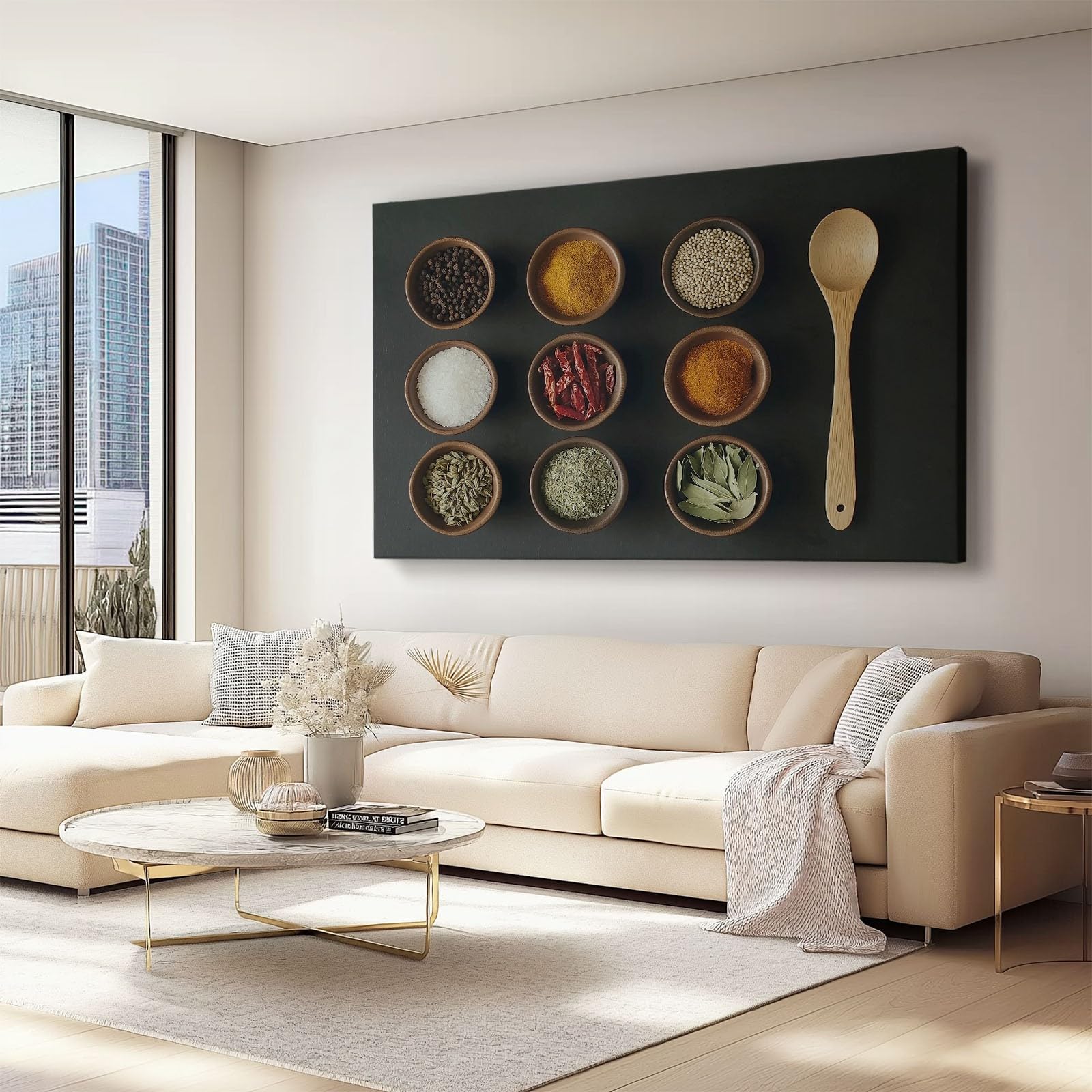 Cuadros de Pared en Lienzo, imágenes Modernas con combinación de Especias para Sala de Estar y Dormitorio, Impresiones de 120 cm de Largo x 50 cm de Ancho, Arte Minimalista para do