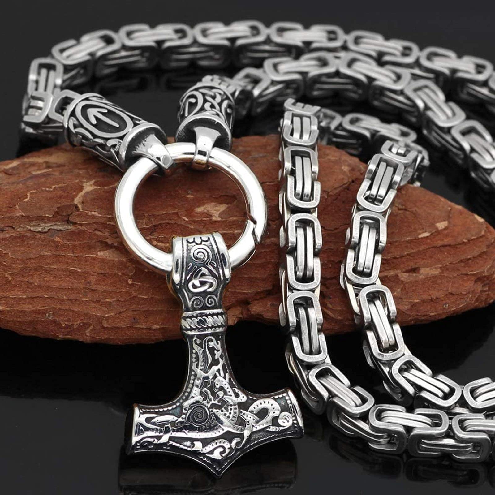 Pendentif Marteau De Thor - Collier Réglable En étain - Style Nordique Païen - Longueur 46 Cm