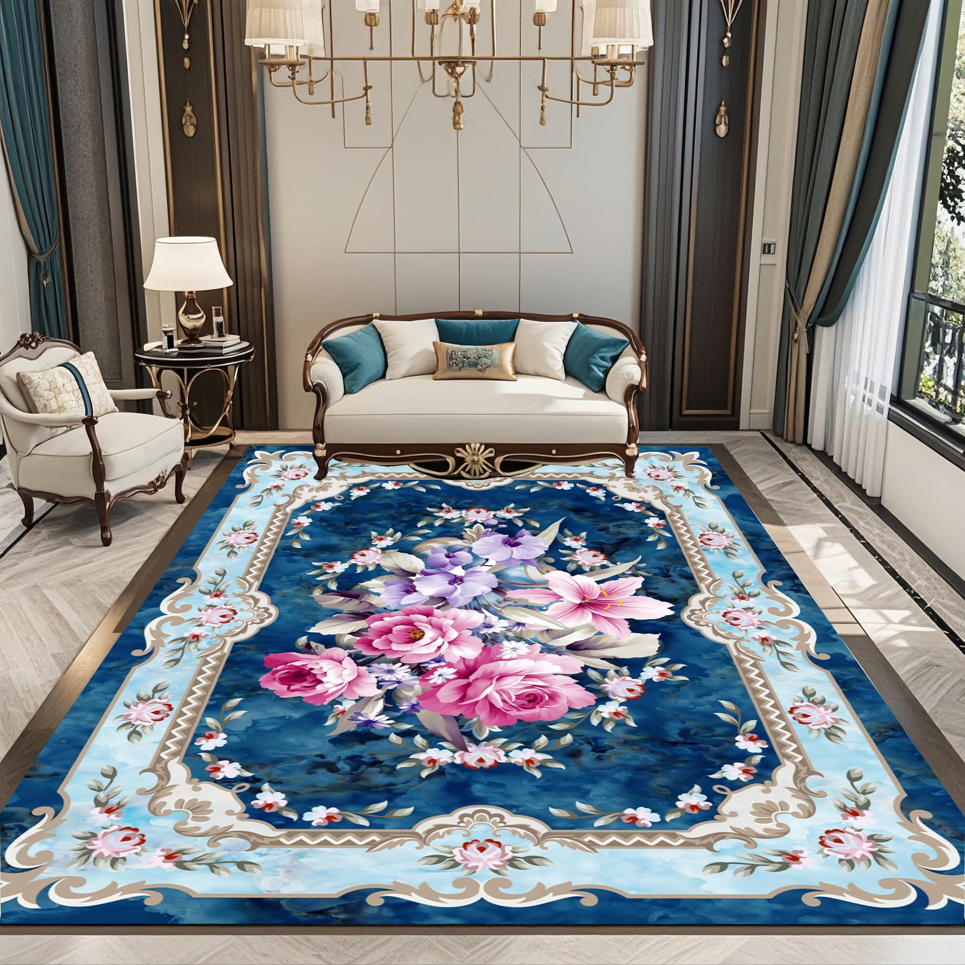 Tapis de salon lavable et doux contre les taches 80x200 cm
