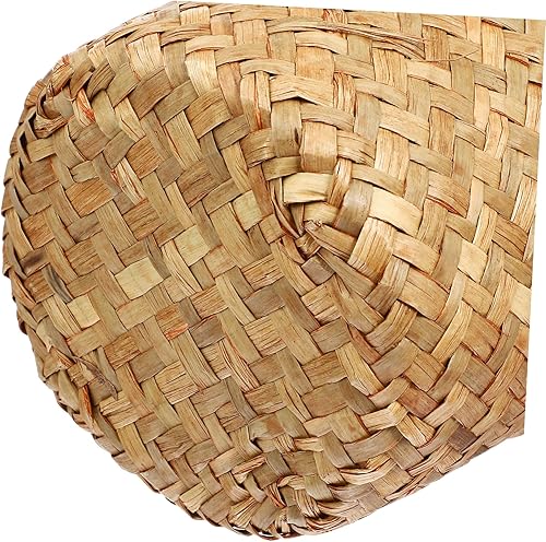 Miniatura 2 de Zerodeko Cesta de basura tejida de mimbre para decoración de oficina, contenedor de basura rústico, cesta de flores para baño, cocina, hogar,