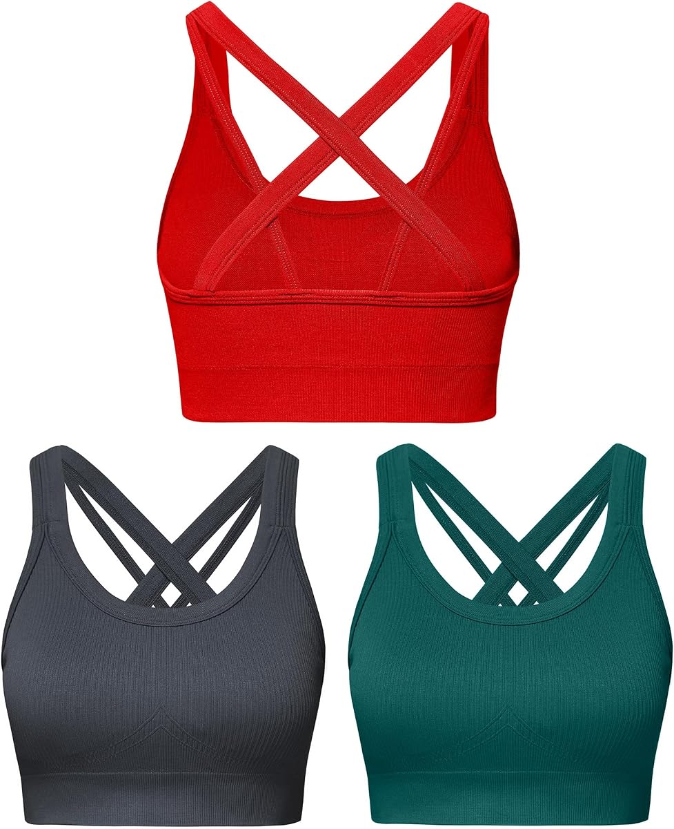 Sujetadores deportivos para mujer Soporte alto, espalda acolchada Criss-Cross Sujetadores deportivos de alto impacto para mujer Busto grande
