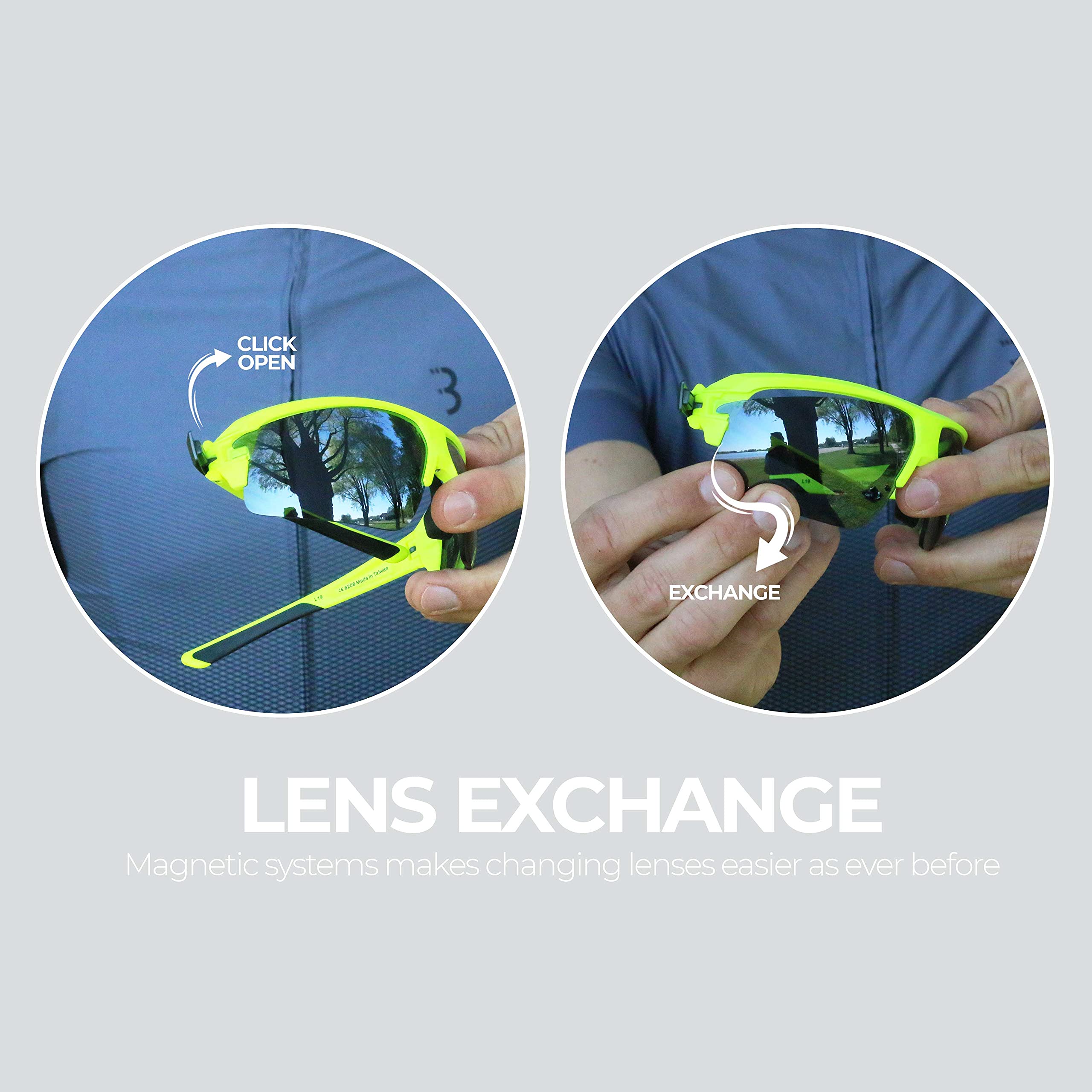 BBB Cycling Sports Glasses for Men & Women with 3 Interchangeable Lenses Lightweight Sunglasses UV Protection Half Frame for Bike Riding Impulse BSG-62