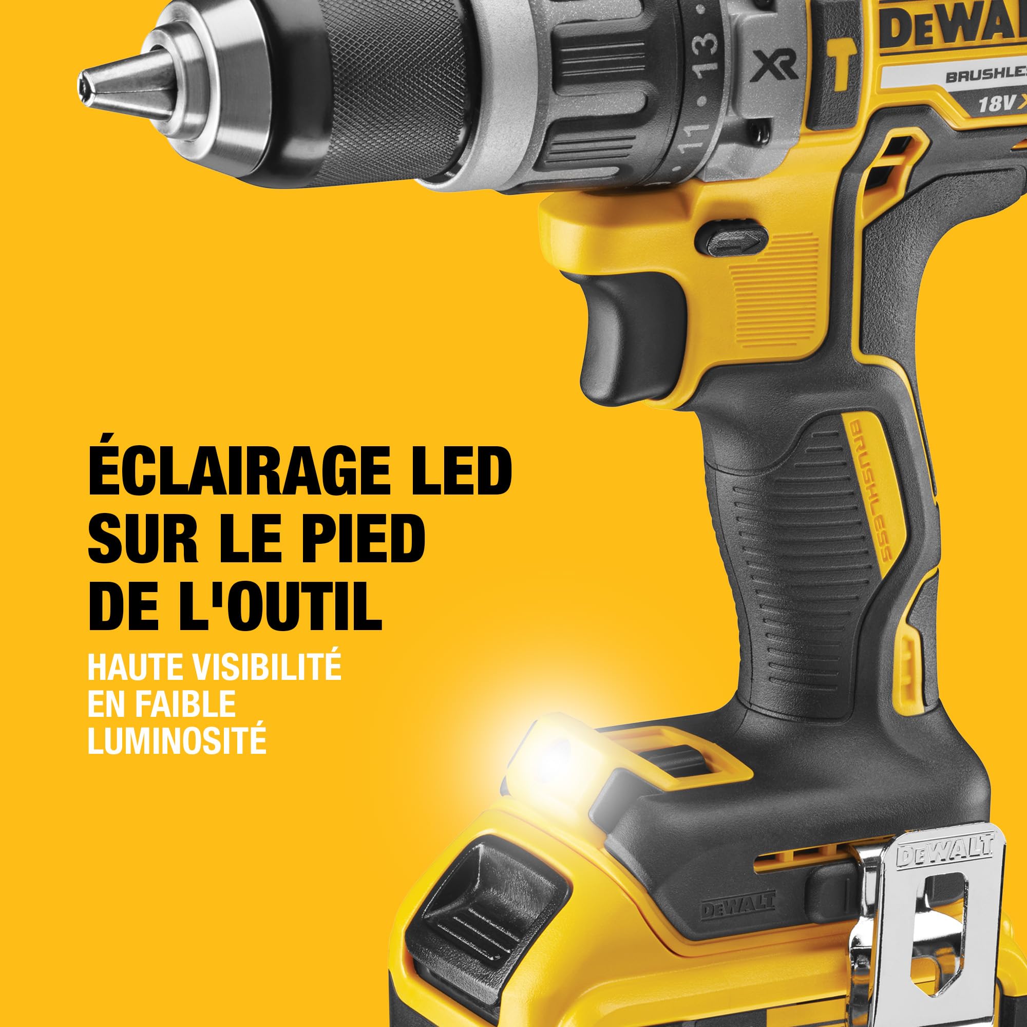DEWALT Perceuse Visseuse à Percussion Brushless XR 18V DCD796P2-QW avec Coffret TSTAK, Chargeur et 2 Batteries 5Ah