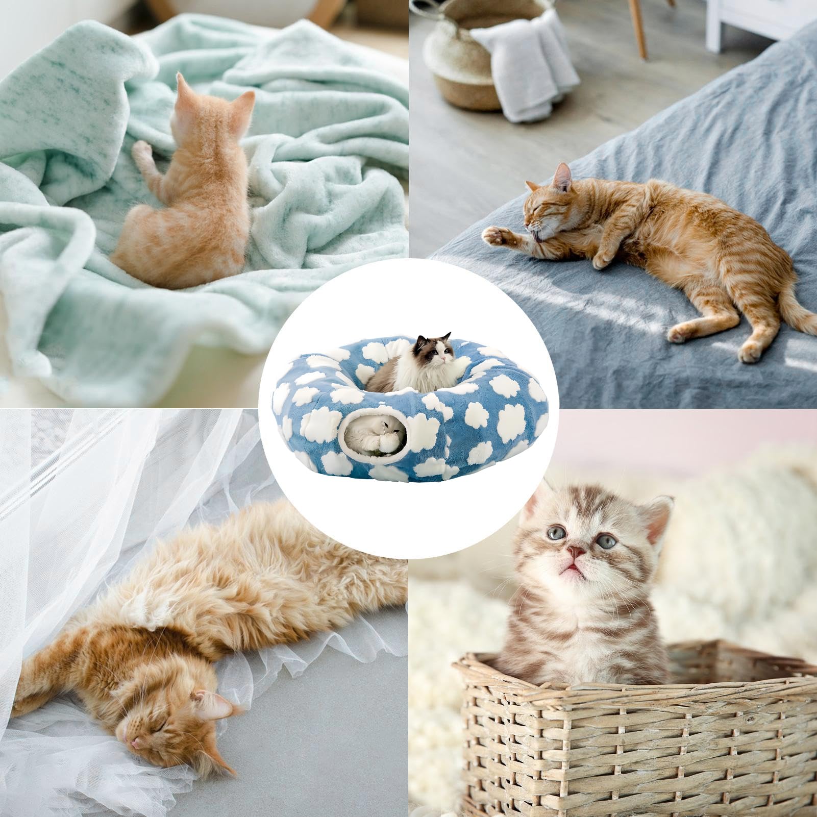 Tunnel Donut pour Chat Nid Lavable et Mignon