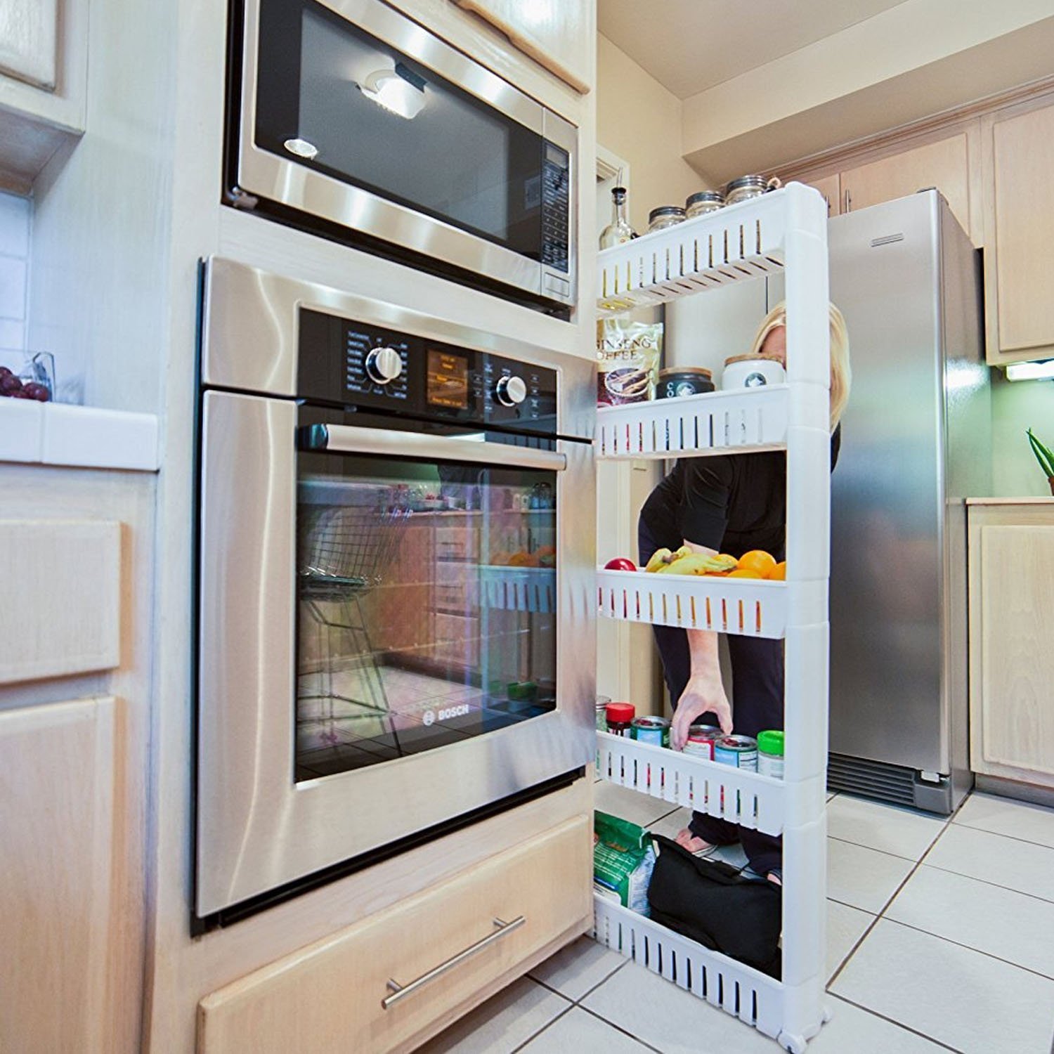 Taylor & Brown 5Tier Slim Slide Out Kitchen Trolley, Storage Shelf, Moving Wall Tower