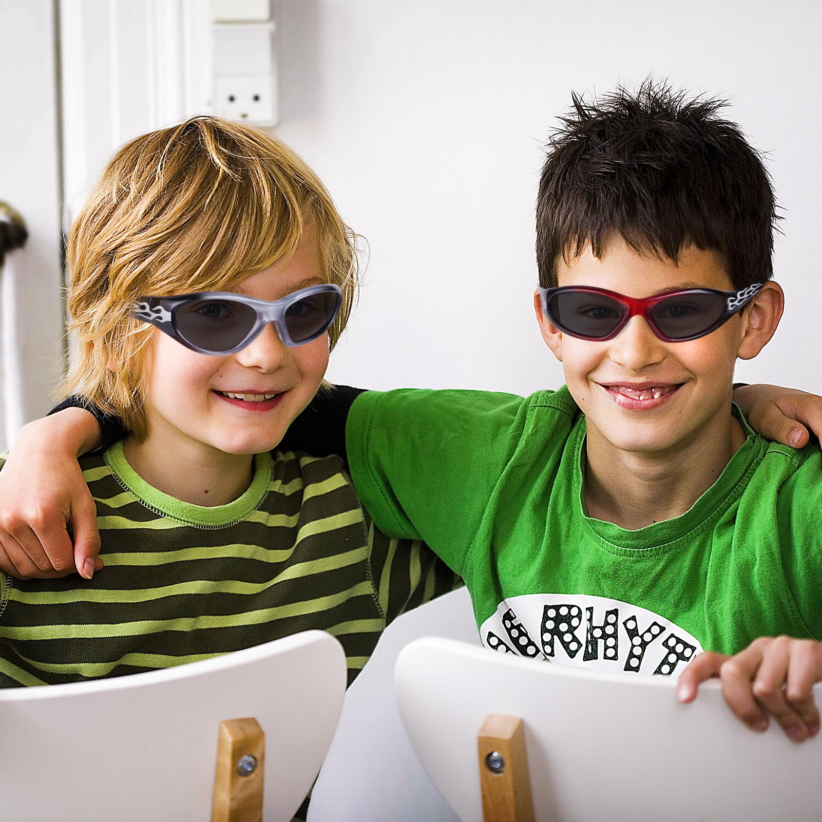 3 pary modnych okularów przeciwsłonecznych z teksturą płomienia, dla dzieci w wieku 3-10 lat, okulary przeciwsłoneczne dla małych dzieci, ochrona przed promieniowaniem UV