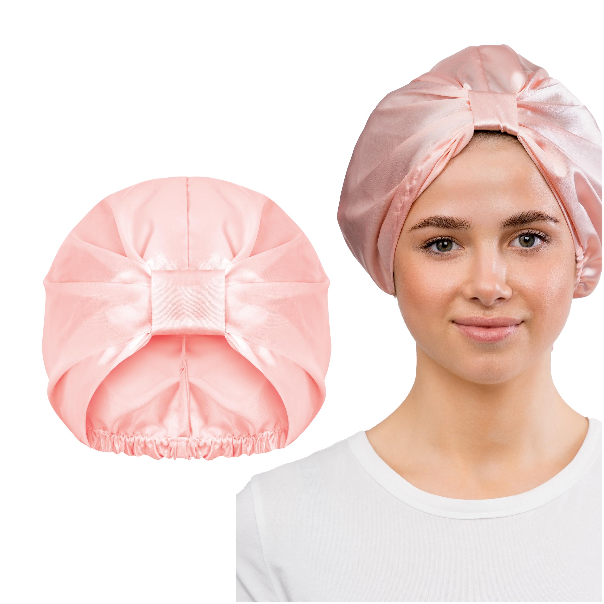 GLOV Gorro para Dormir Gorro Saten pelo Rizado Turbantes para Mujer Gorro de Saten para Dormir Bonnet Pañuelo para Peinado Reducir Encrespamiento Tamaño Universal (Rosa)