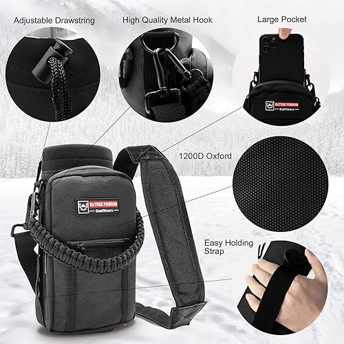 Miniatura 4 de NATURE PIONEOR Botellas de agua aisladas con pajilla, botella de agua de acero inoxidable de 243240 onzas con soporte, portadorfunda, reutilizable,