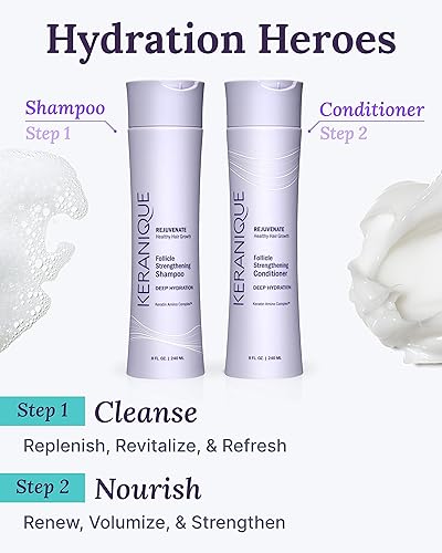 Miniatura 4 de Set de champú y acondicionador de hidratación profunda Keranique para el crecimiento y contra el afinamiento del cabello  Tratamiento capilar con
