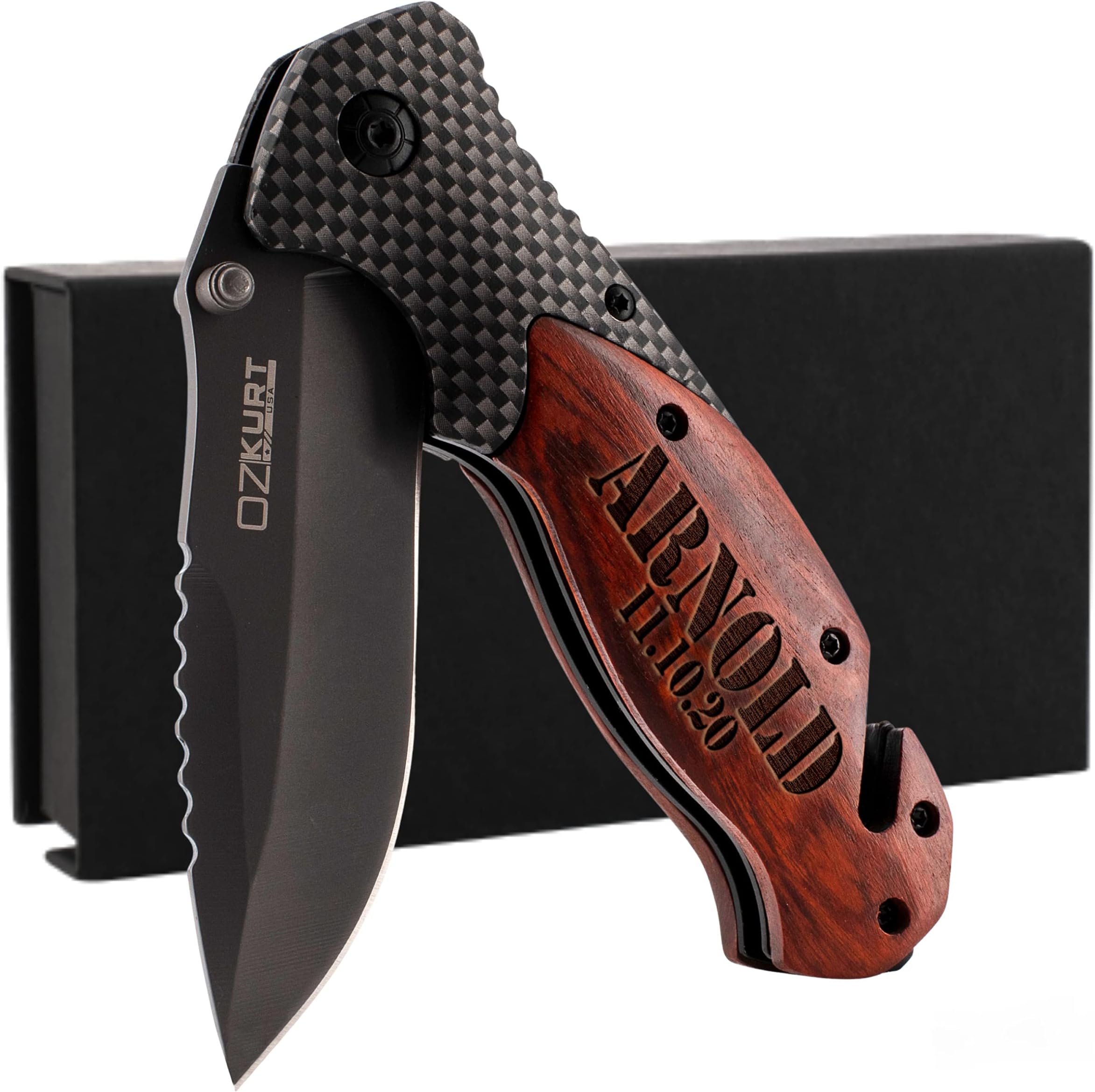 Gifts For Men, Personalized Pocket Knife w Name or Text, 20 Elegant Font, Custom Pocket Knife