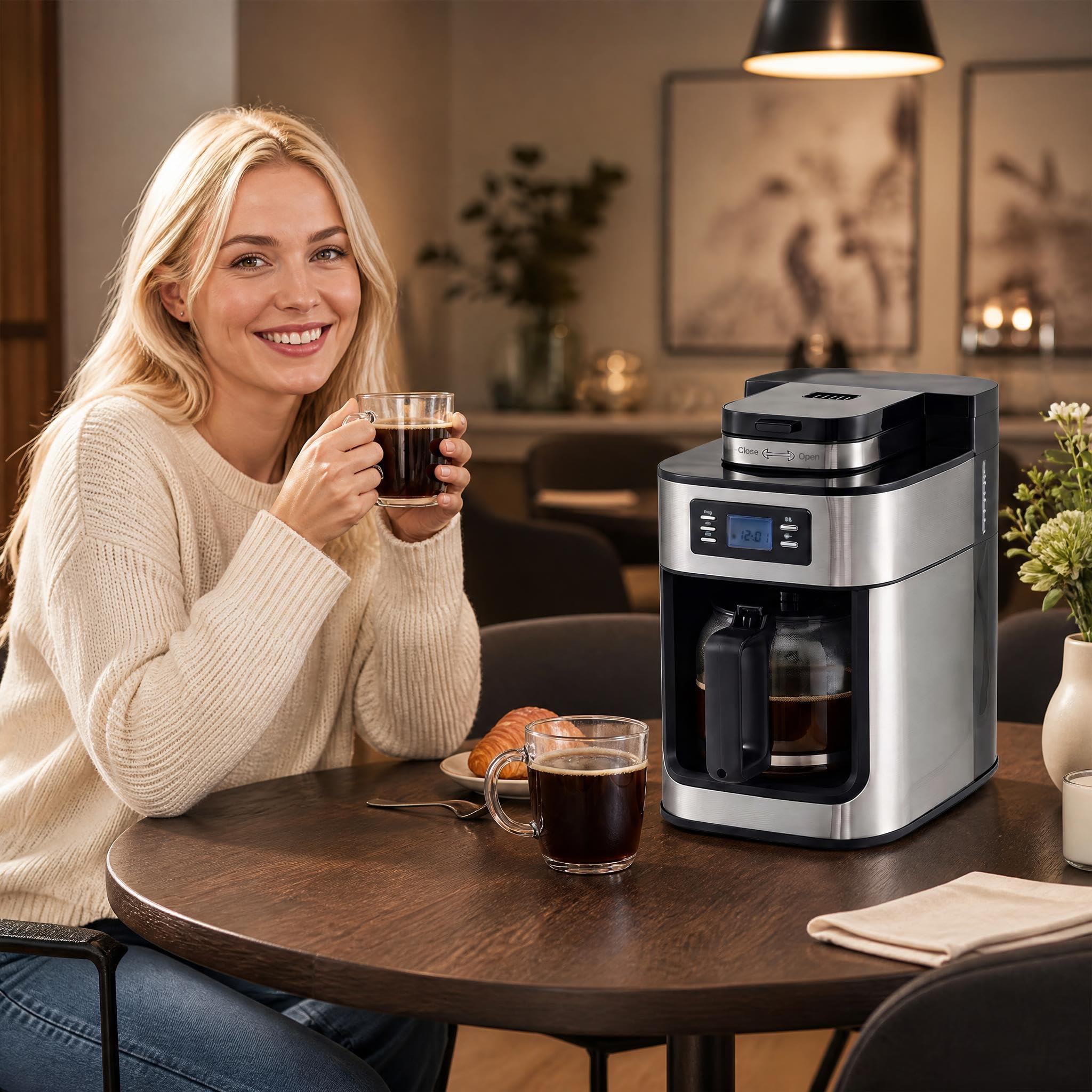 GIANTEX Machina da Caffè Americano a Goccia, con Macinacaffè e Caraffa, 1 L