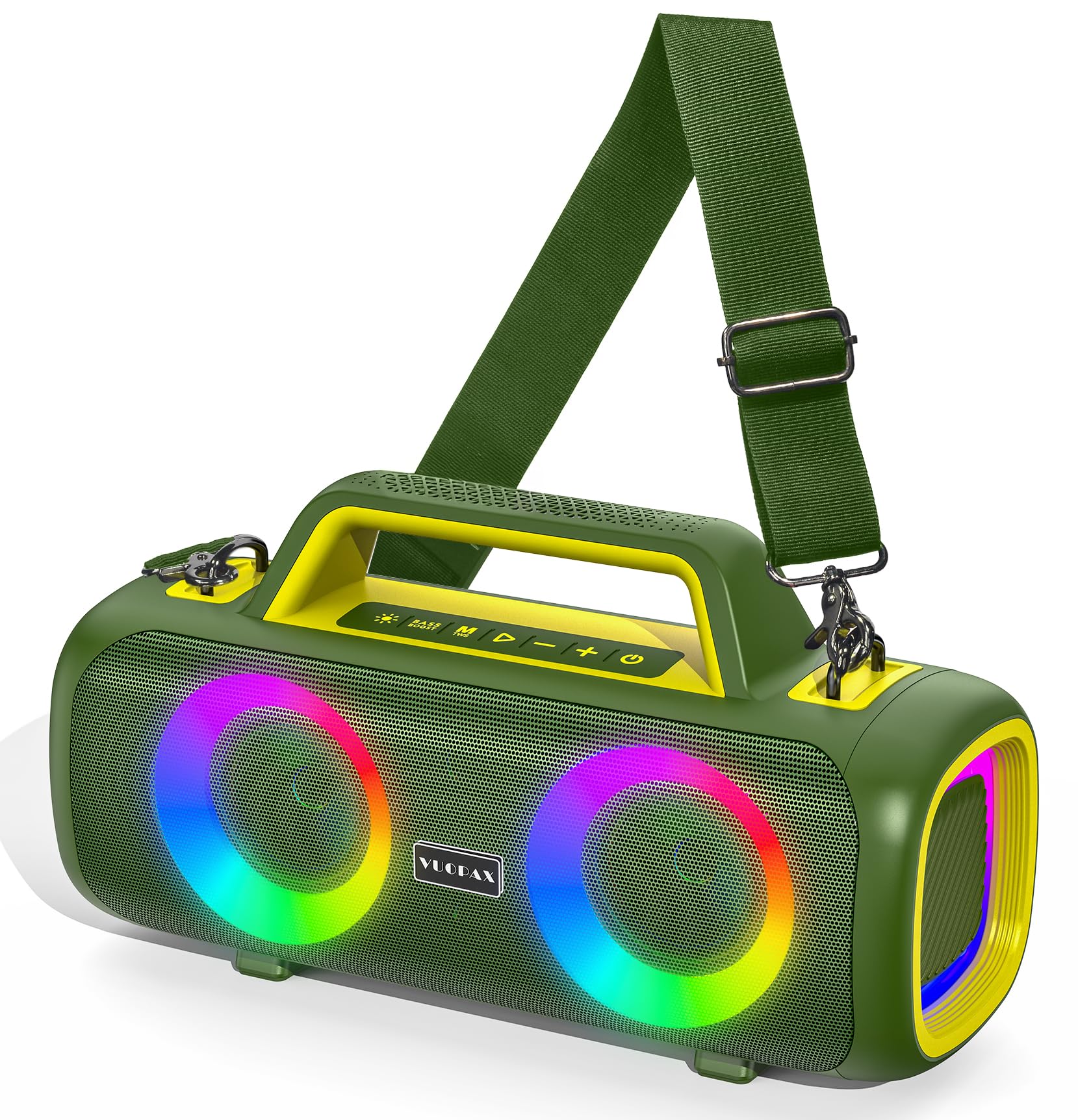 VUOPAX Cassa Bluetooth Portatile, 140W Potente con 2 Subwoofer e 2 Tweeter, Impermeabile IP65 per Esterni, Batteria 24h, Luci RGB, per Feste, Giardino, Spiaggia - Connessioni AUX/USB/TF e TWS